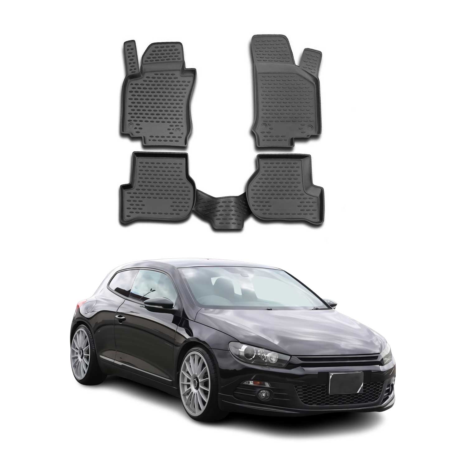 OMAC Alfombrillas De Coche para VW Scirocco 2008-2017 Negro Goma TPE 4x