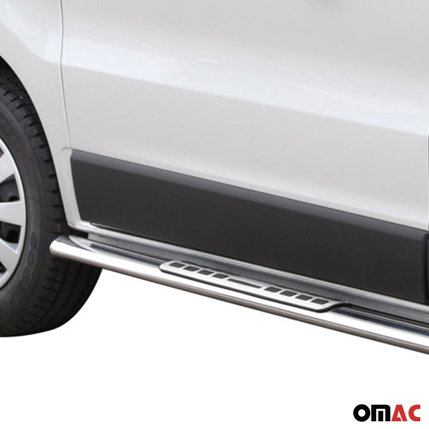 Par de Estribos Barras Laterales para Opel Vivaro 2014-2018 Corto Plata Acero 2x