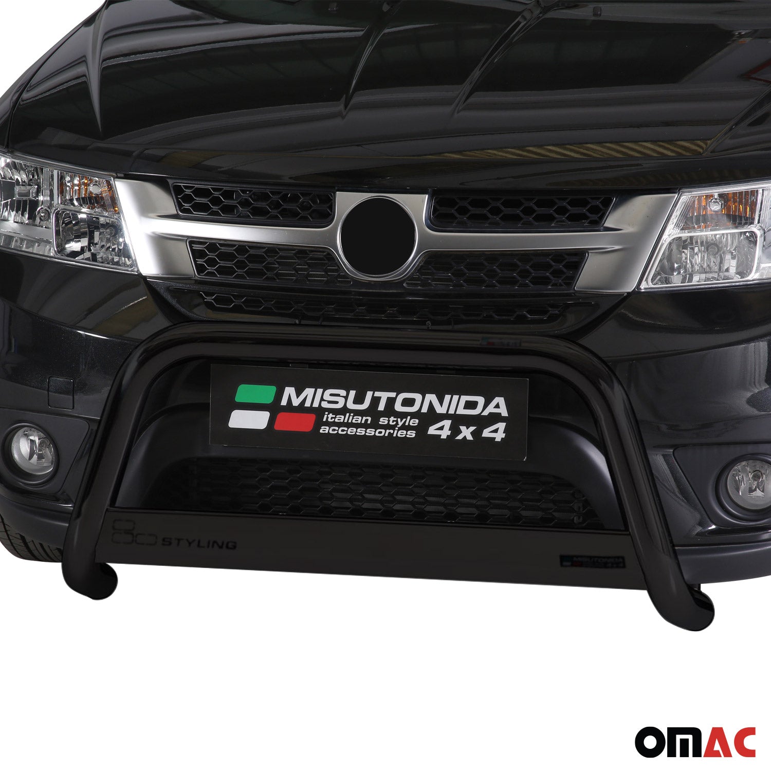 Bull Barra Frontal para Fiat Freemont 2011-2016 Negro Brillante Acero