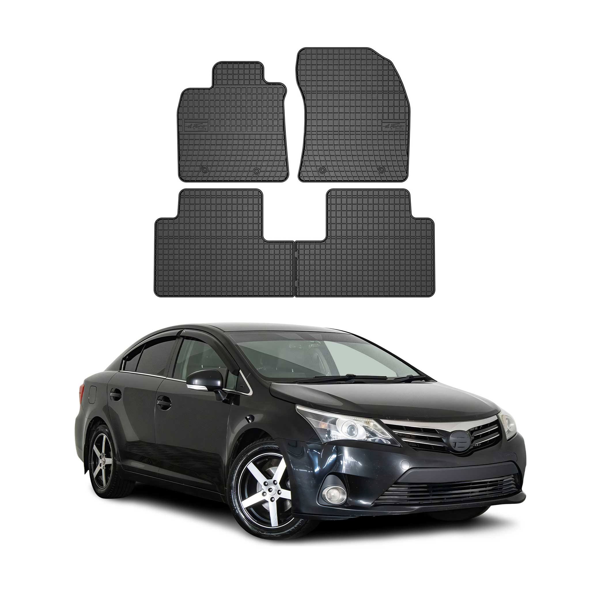 OMAC Alfombrillas De Coche para Toyota Avensis 2009-2018 Negro Goma 4Pza