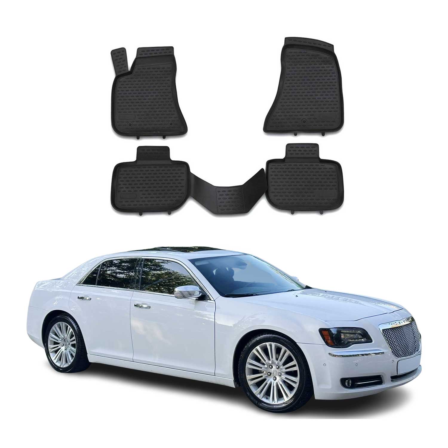OMAC Alfombrillas De Coche para Chrysler 300C 2012-2024 RWD Negro Goma 4Pza
