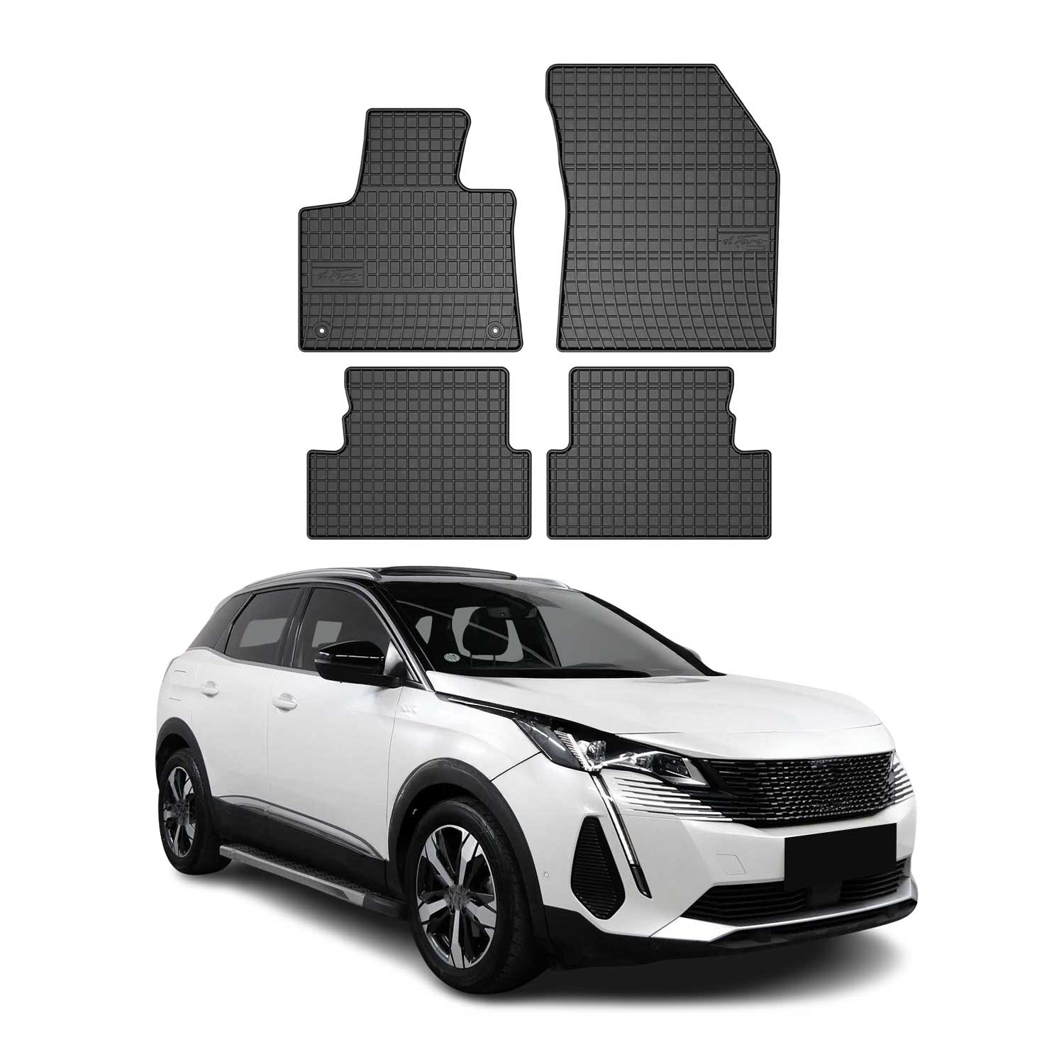 OMAC Alfombrillas De Coche para Peugeot 3008 2016-2024 Negro Goma 4Pza