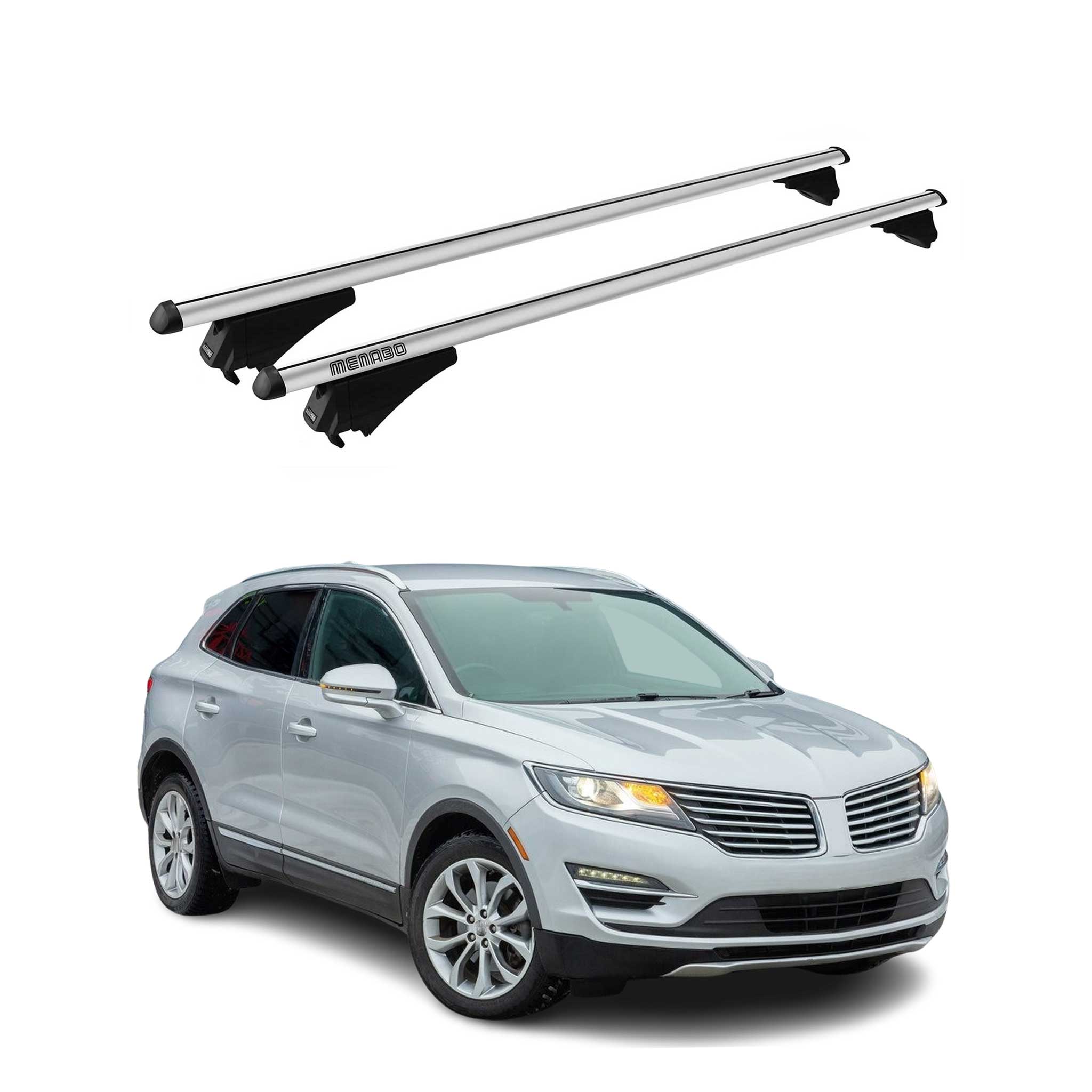 Menabo Barras de Techo Coche Baca para Lincoln MKC 2014-2025 Gris Aluminio 2Pza