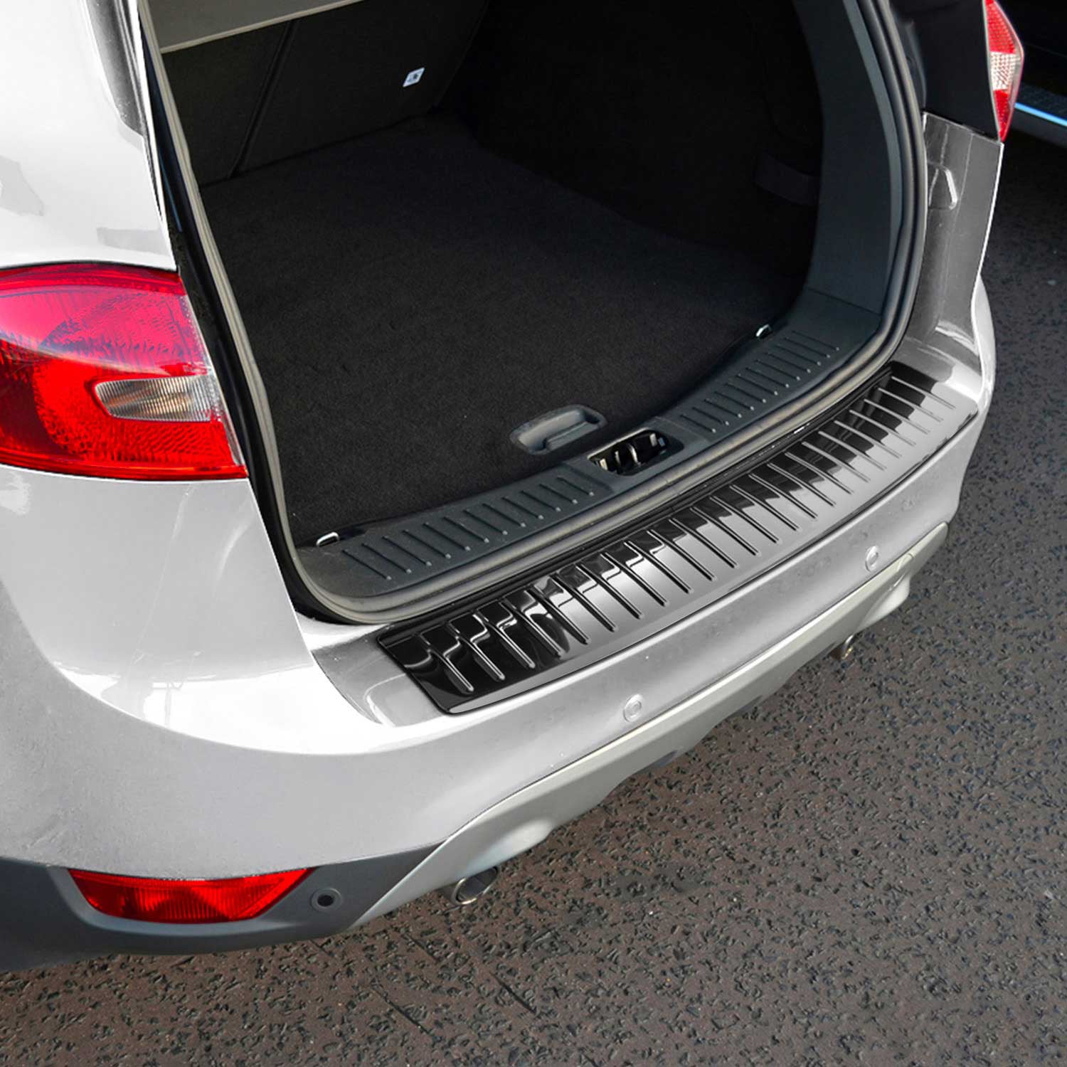 Protector de Parachoques Trasero para Ford Kuga I 2008-12 Oscuro Brillante Acero