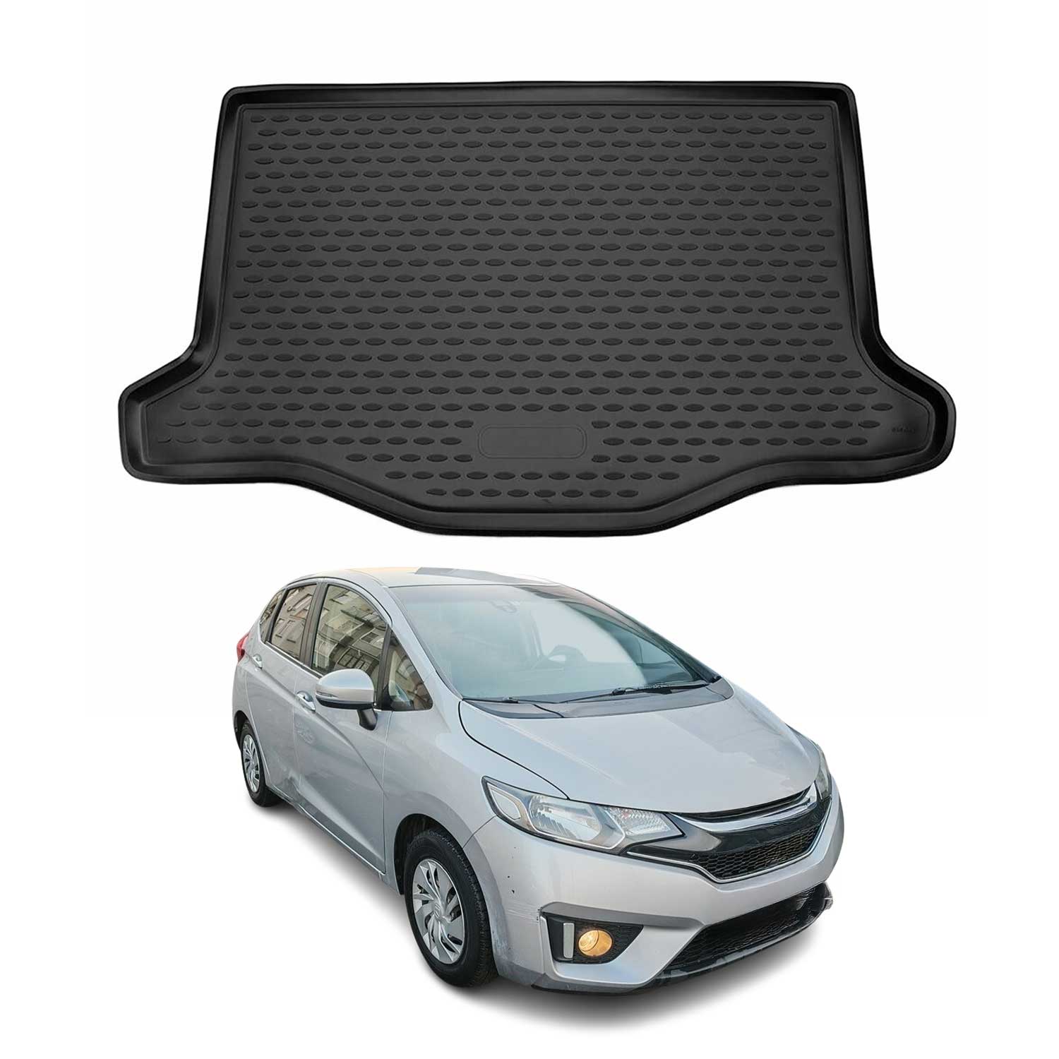 OMAC Bandeja Maletero Alfombrilla para Honda Fit / Jazz 2013-2018 Negro Goma TPE
