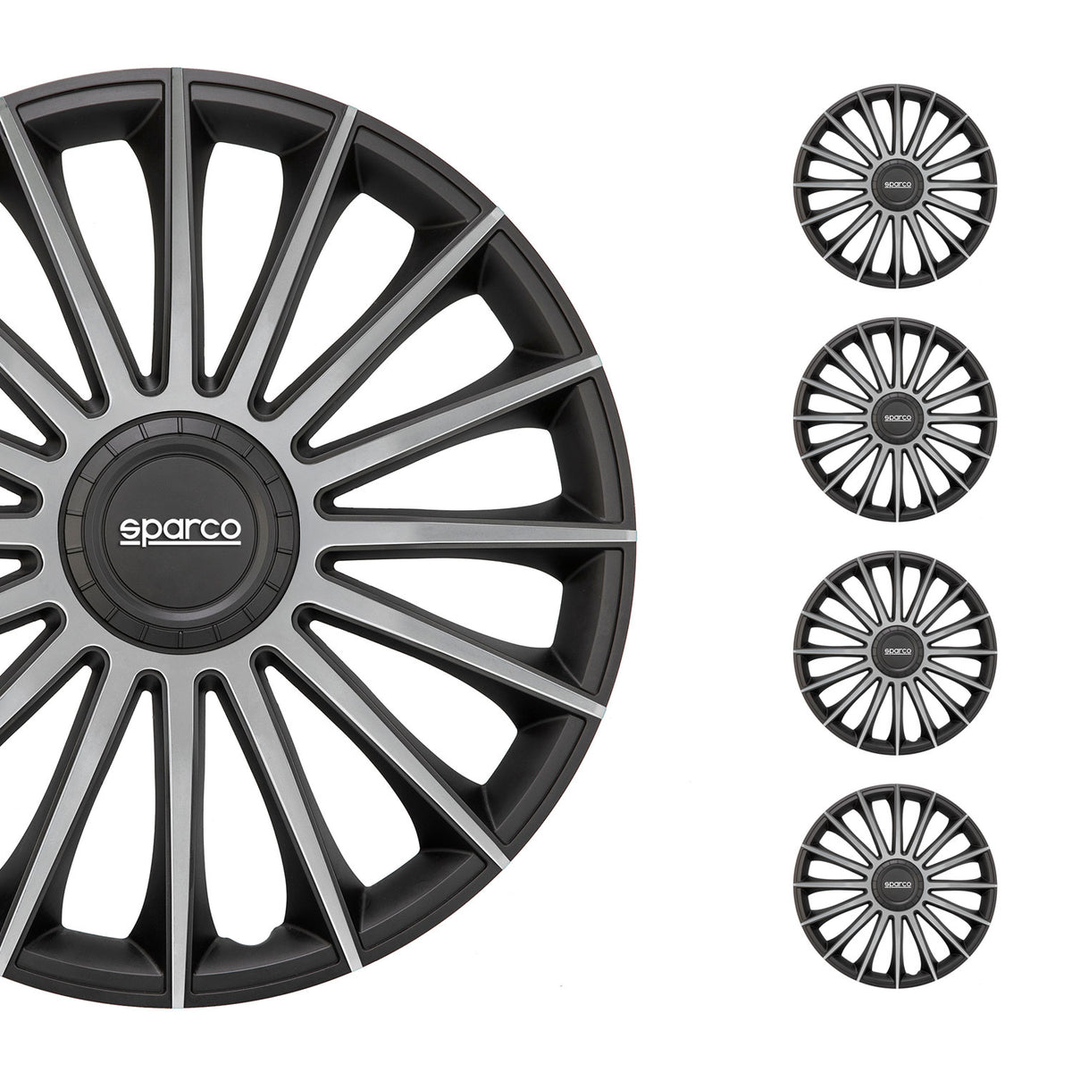 Sparco Treviso Tapacubos 16" pulgadas Universal Negro Plata ABS Plástico