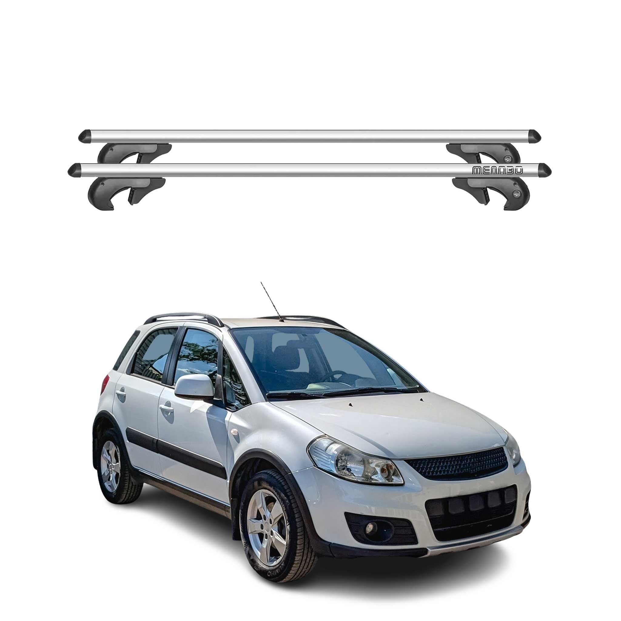 Menabo Barras de Techo Baca para Suzuki SX4 2010-2014 Gris Aluminio 2Pza