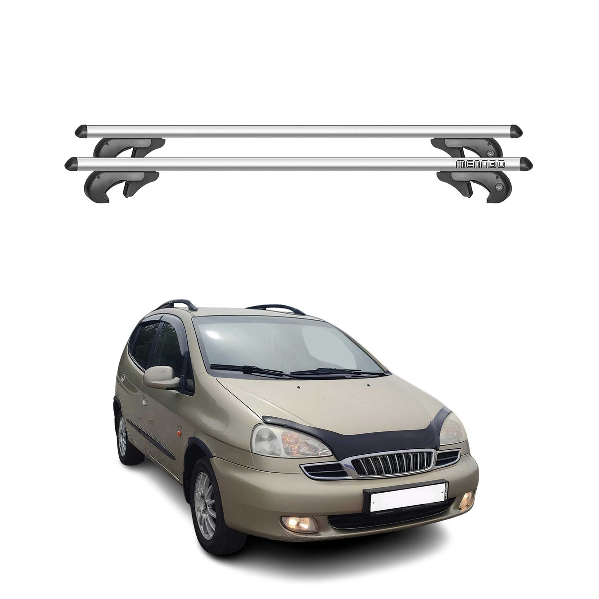 Menabo Barras de Techo Baca para Daewoo Rezzo 2000-2008 Gris Aluminio 2Pza