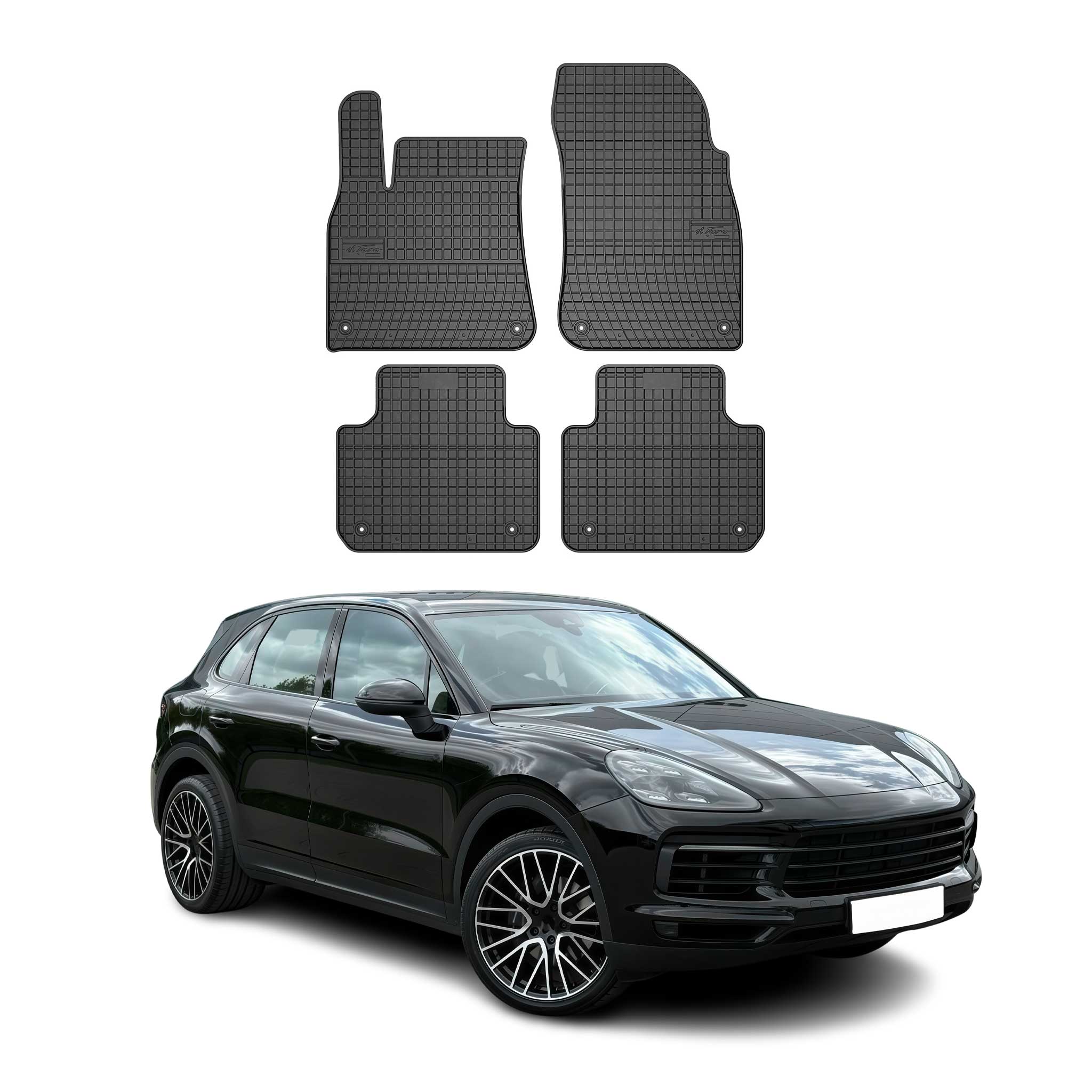 OMAC Alfombrillas De Coche para Porsche Cayenne 2017-2025 Negro Goma 4Pza