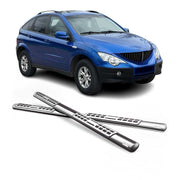Par de Estribos Barras Laterales para Ssangyong Actyon 2006-2012 Plata Acero 2x