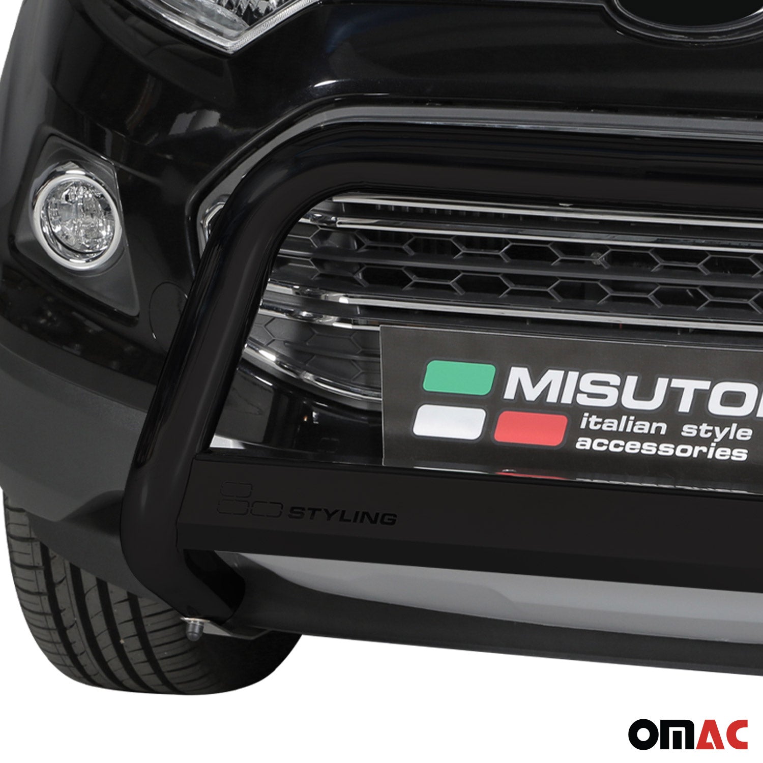 Bull Barra Frontal para Ford Ecosport 2013-2017 Negro Brillante Acero