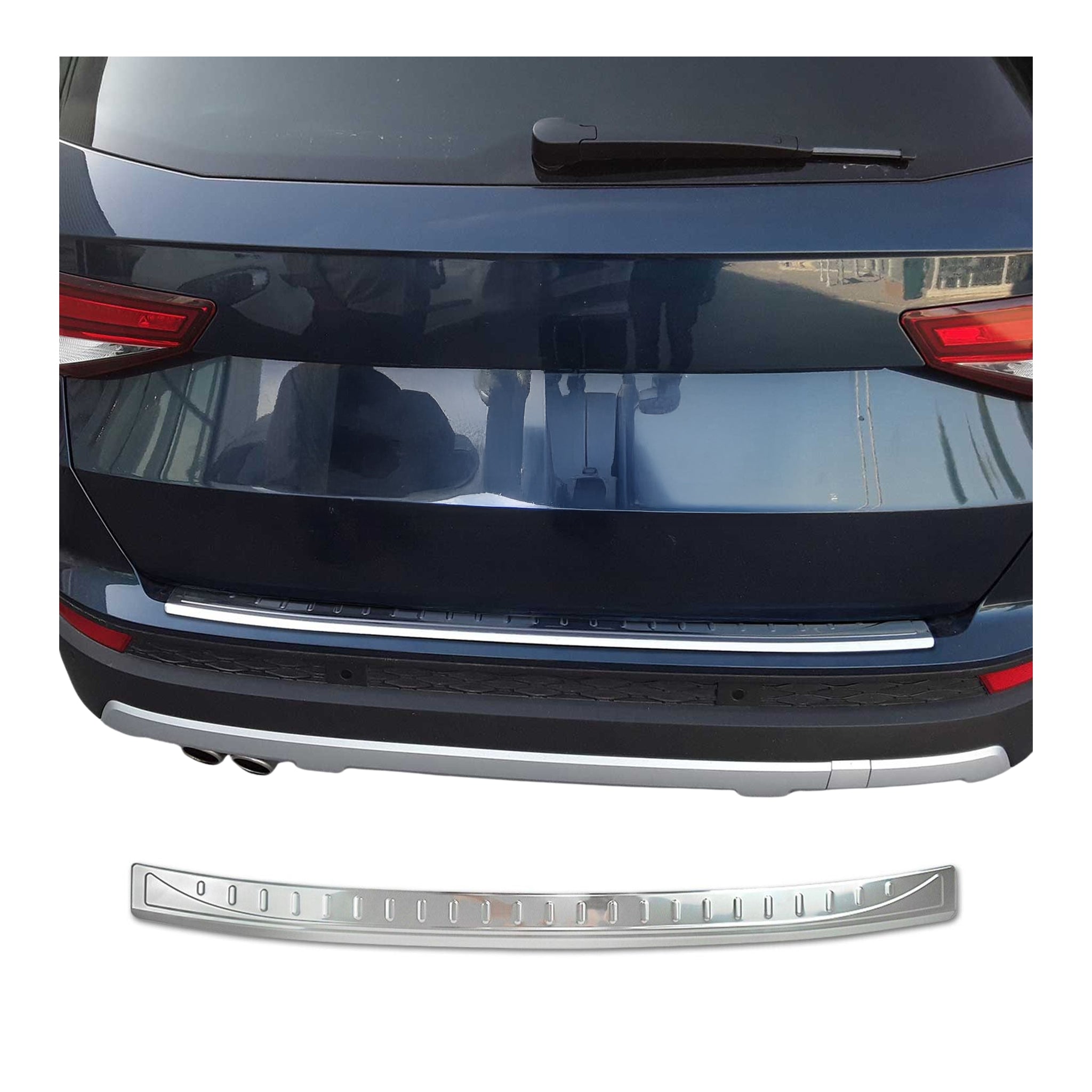 Protector de Parachoques Trasero para Seat Ateca 2016-2026 Plata Brillante Acero