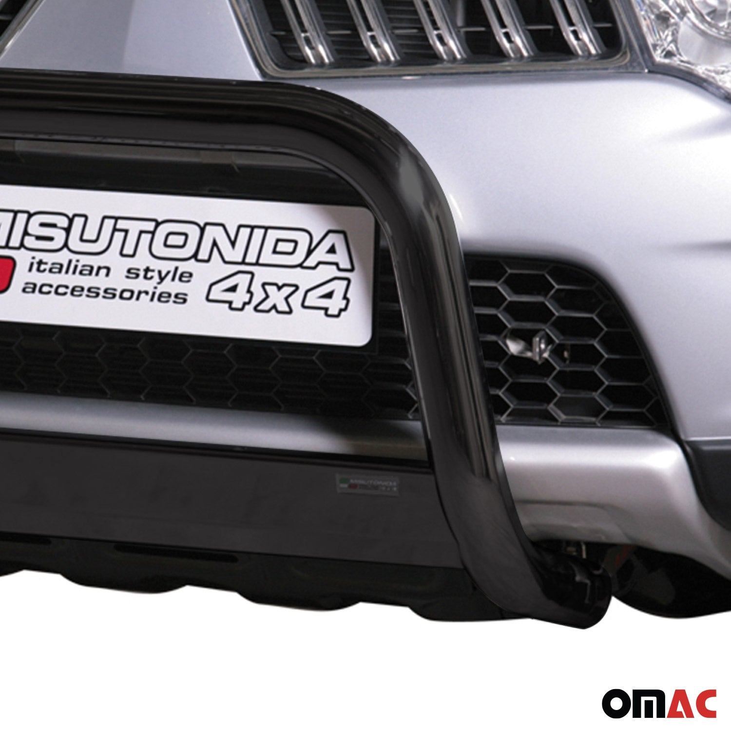 Bull Barra Frontal para Mitsubishi L200 2010-2015 Negro Brillante Acero 1Pza