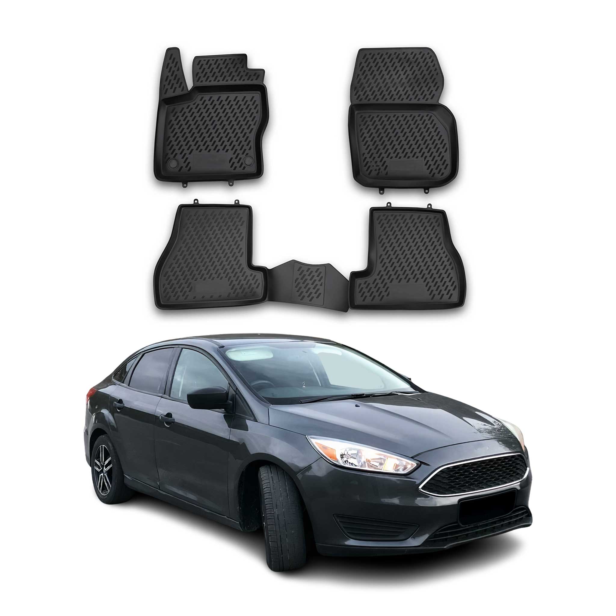 OMAC Alfombrillas De Coche para Ford Focus 2011-2015 Sedán Familiar Sedán TPE 4x