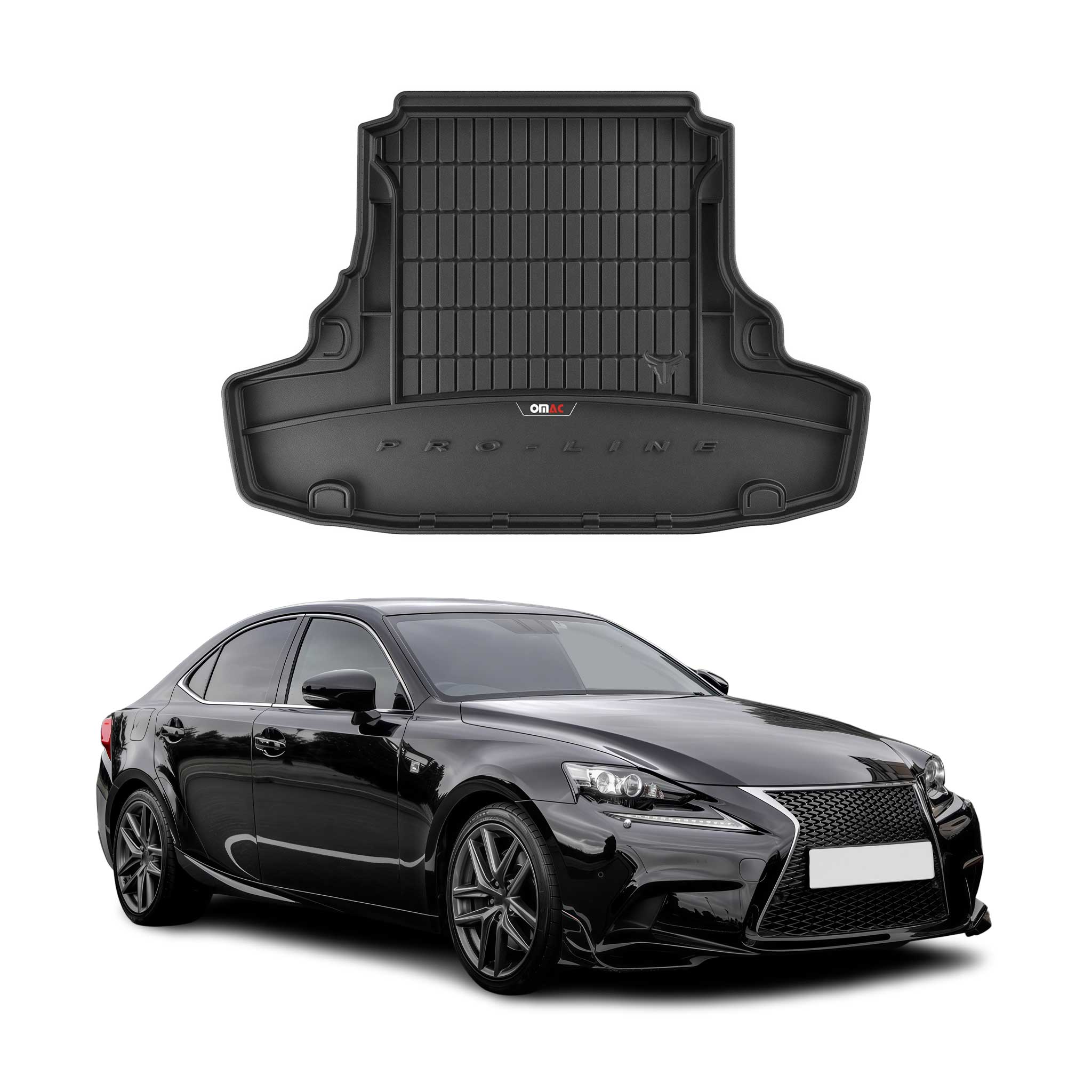 OMAC Premium Bandeja Maletero Alfombrilla para Lexus IS 2013-2025 Negro Goma TPE
