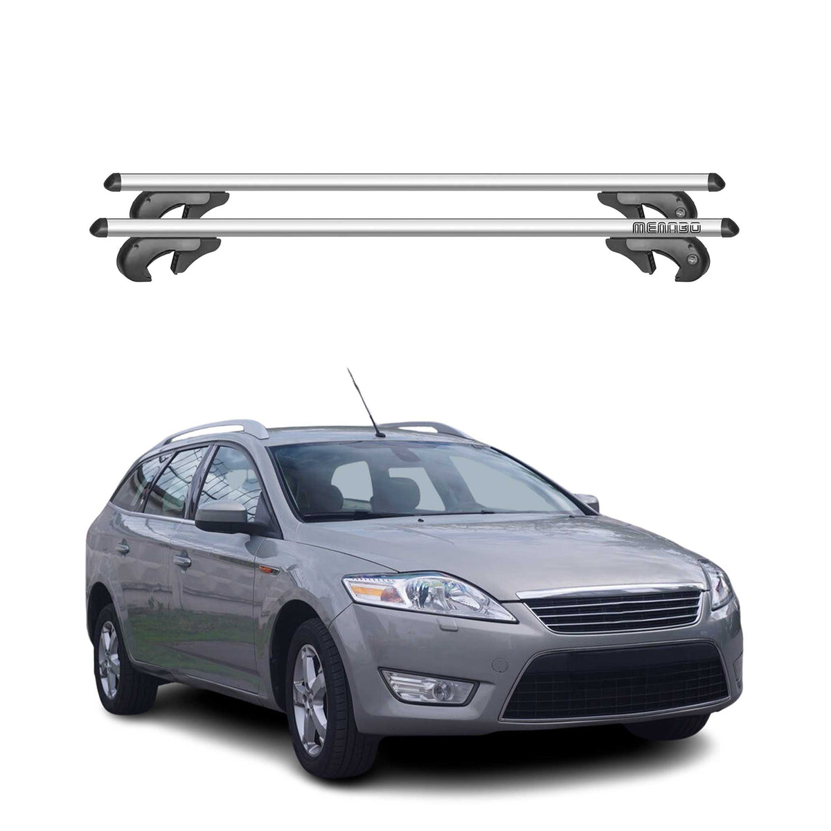 Menabo Barras de Techo Baca para Ford Mondeo Wagon 2007-2010 Gris Aluminio 2x