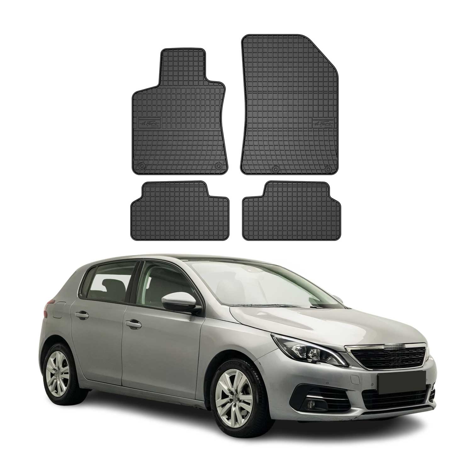 OMAC Alfombrillas De Coche para Peugeot 308 2013-2021 Negro Goma 4Pza