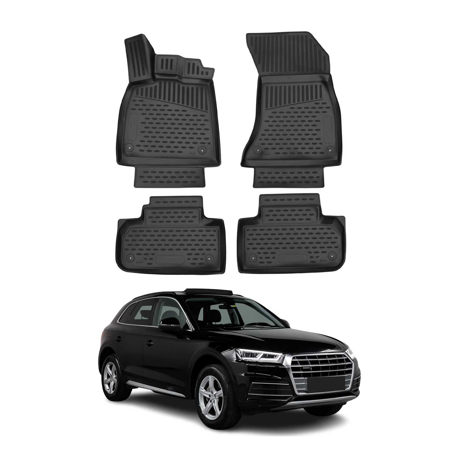 OMAC Alfombrillas De Coche para Audi Q5 FY 2017-2024 Negro Goma TPE 4Pza
