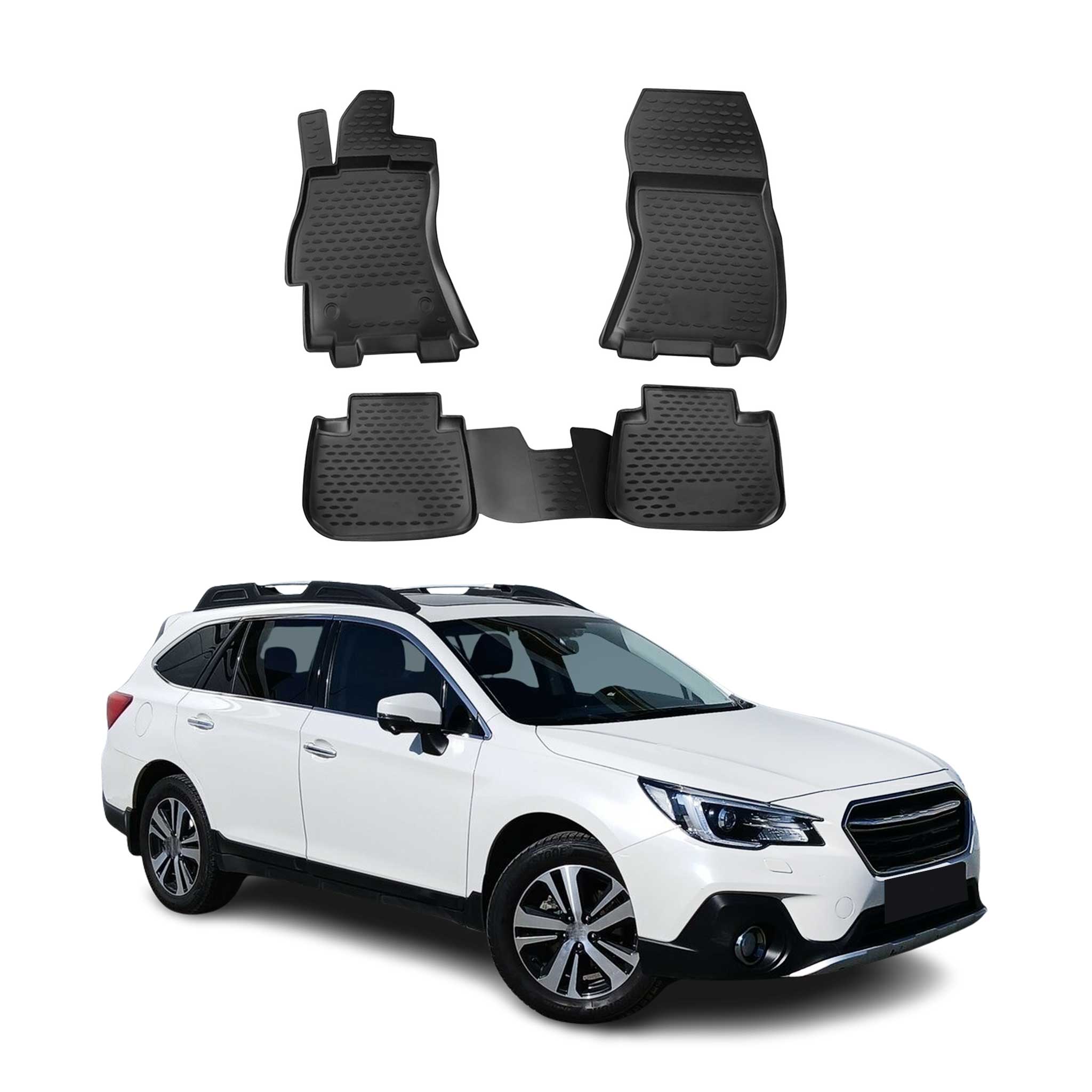 OMAC Alfombrillas De Coche para Subaru Outback 2015-2024 RHD Negro Goma TPE 4Pza