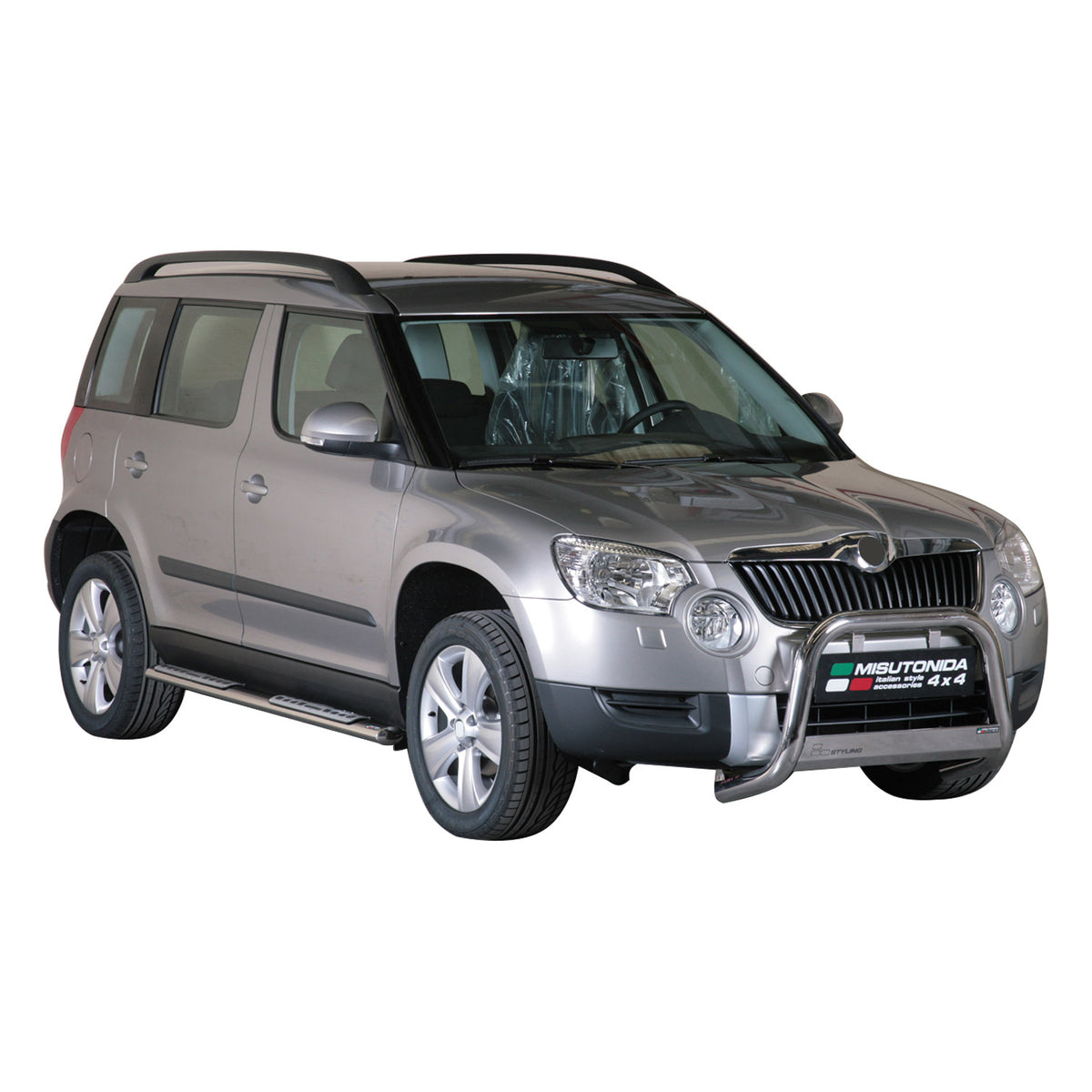 Par de Estribos Barras Laterales para Skoda Yeti 2009-2013 Plata Acero 2x