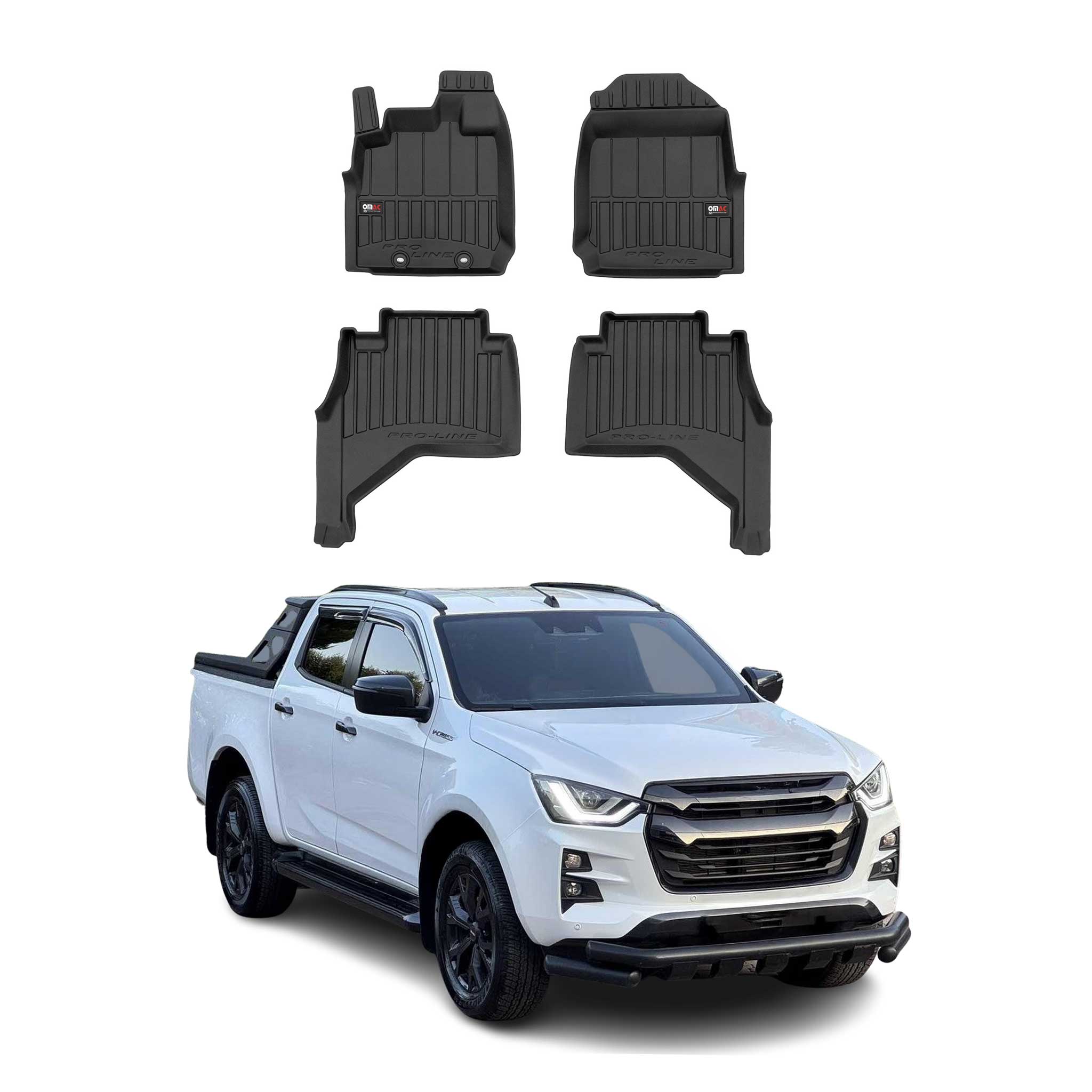 OMAC Premium Alfombrillas De Coche para Isuzu D-Max Double Cab 2019-2025 Goma 4x