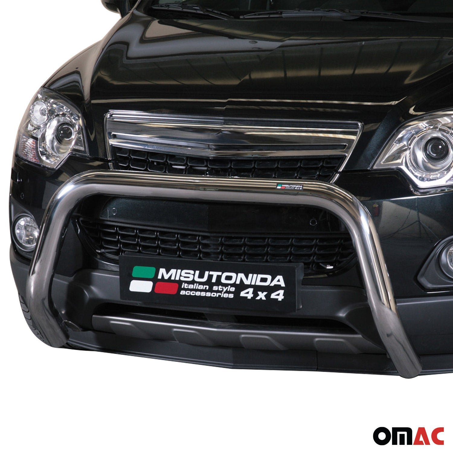 Bull Barra Frontal para Opel Antara 2011-2015 Plata Brillante Acero