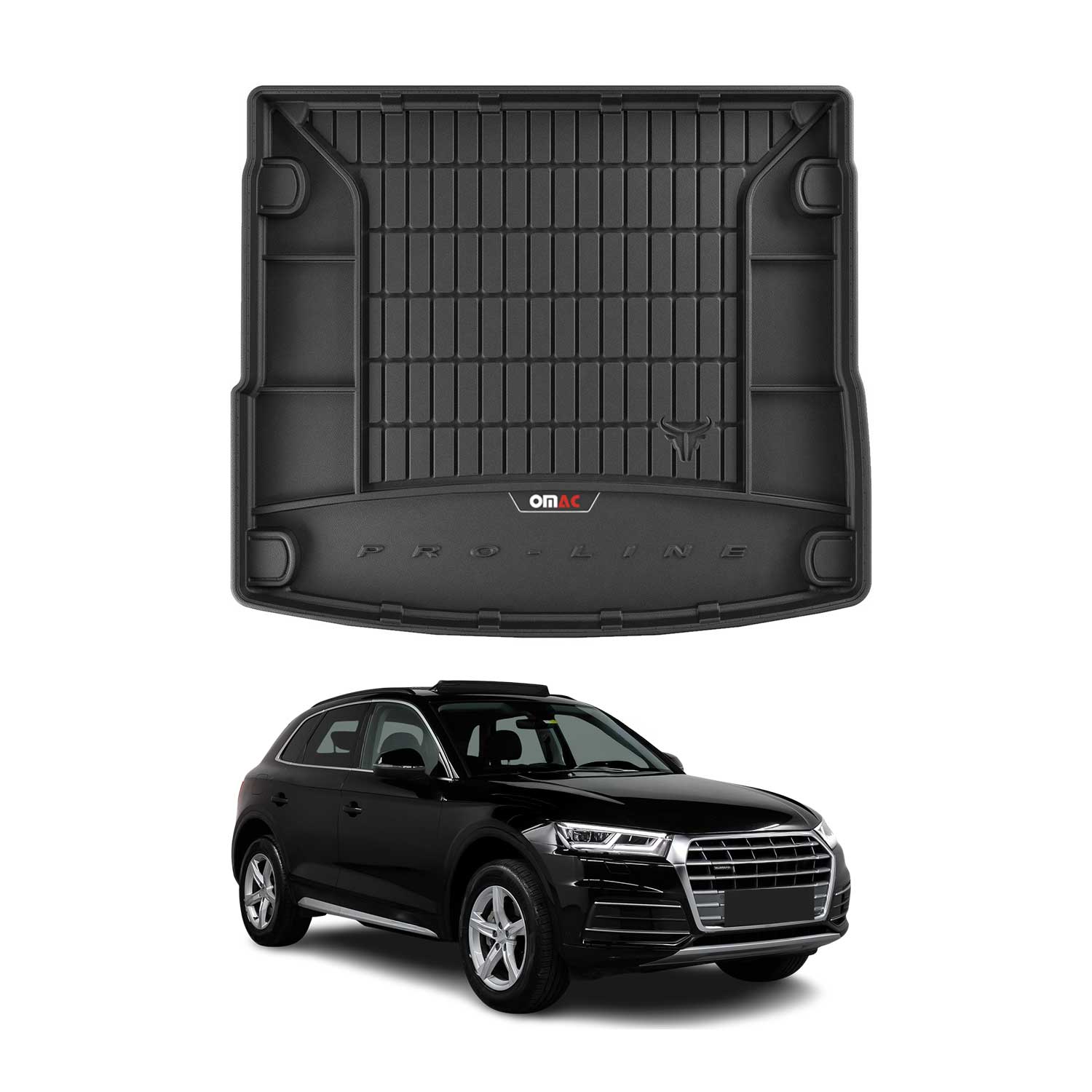 OMAC Premium Bandeja Maletero Alfombrilla para Audi Q5 FY 2017-2024 Negro TPE