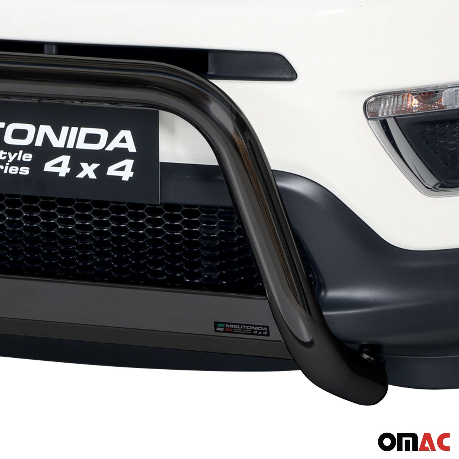 Bull Barra Frontal para Jeep Compass 2016-2021 Negro Brillante Acero