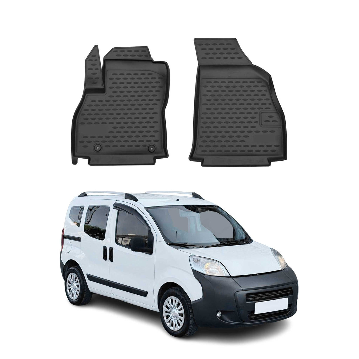 OMAC Alfombrillas De Coche para Citroen Nemo 2008-2021 Negro Goma TPE 2Pza