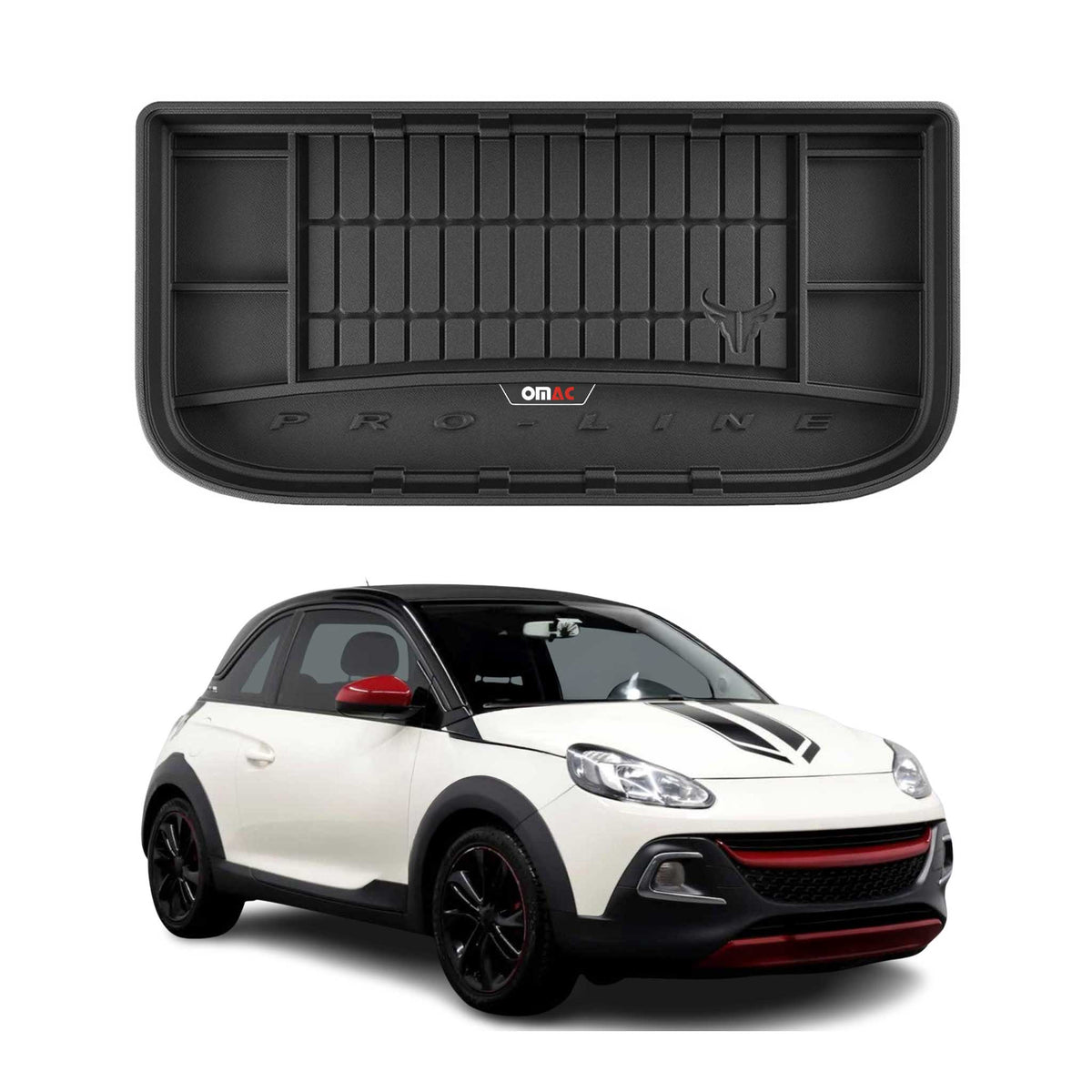 OMAC Premium Bandeja Maletero Alfombrilla para Opel Adam 2012-2019 Negro TPE
