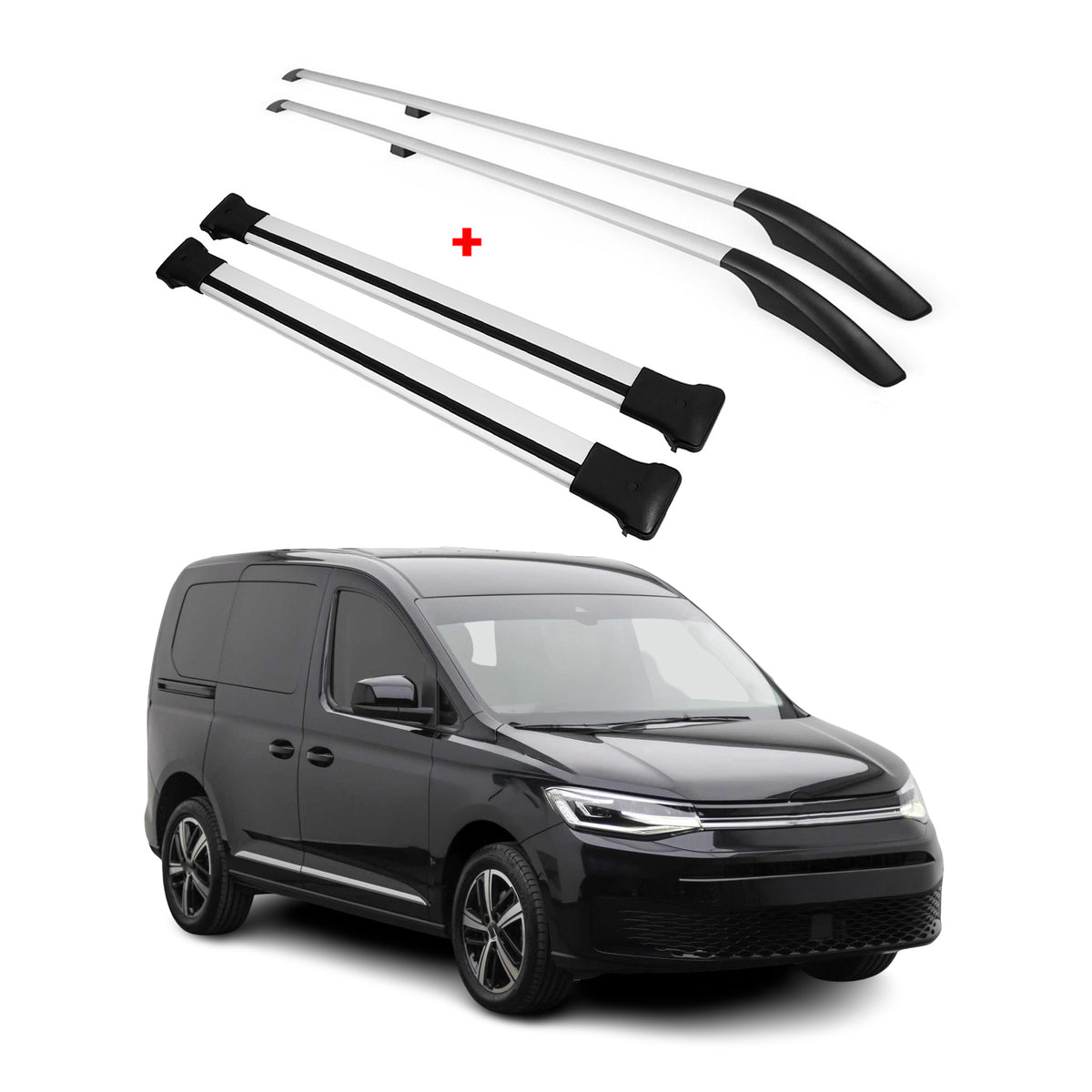 Rieles & Barras de Techo Coche para VW Caddy 2020-2026 Plata Aluminio 4x