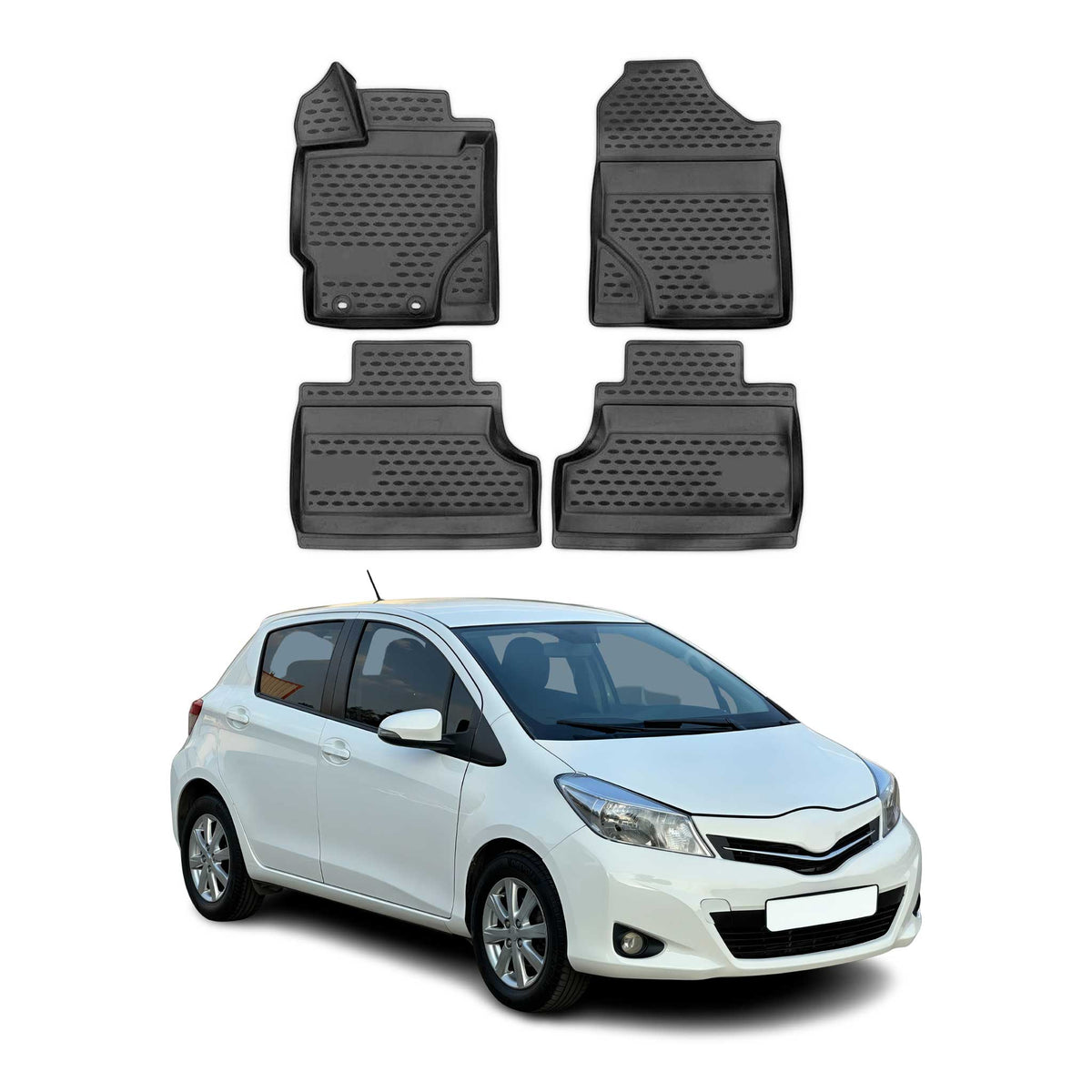 OMAC Alfombrillas De Coche para Toyota Yaris P13 2010-2024 Negro Goma TPE 4Pza