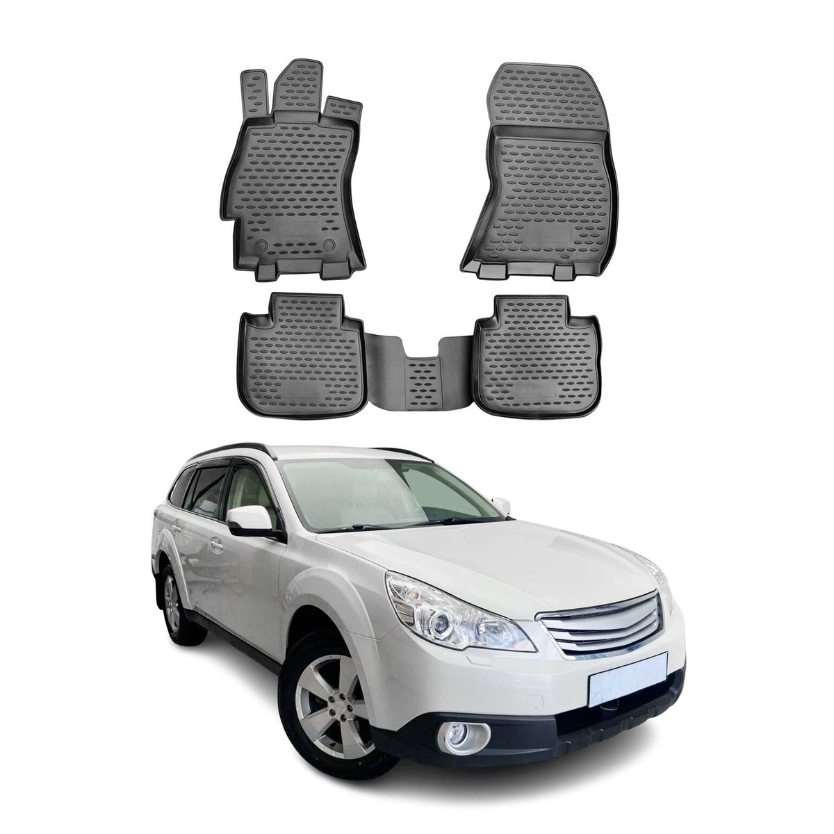 OMAC Alfombrillas De Coche para Subaru Outback 2010-2014 Negro Goma TPE 4Pza