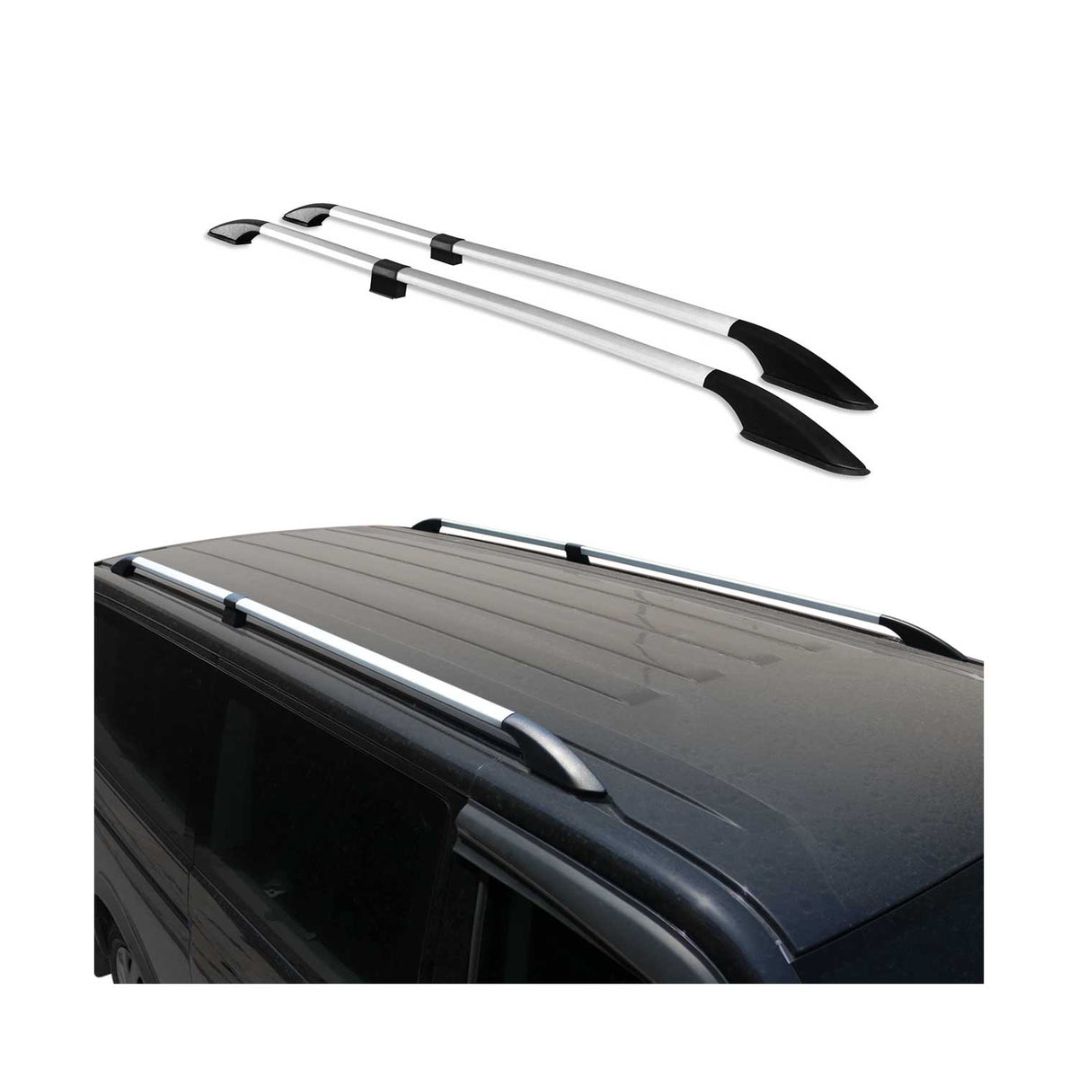 Rieles de Techo Coche Alu para VW Transporter T5 2003-2015 L1 Corto Plata Alu 2x