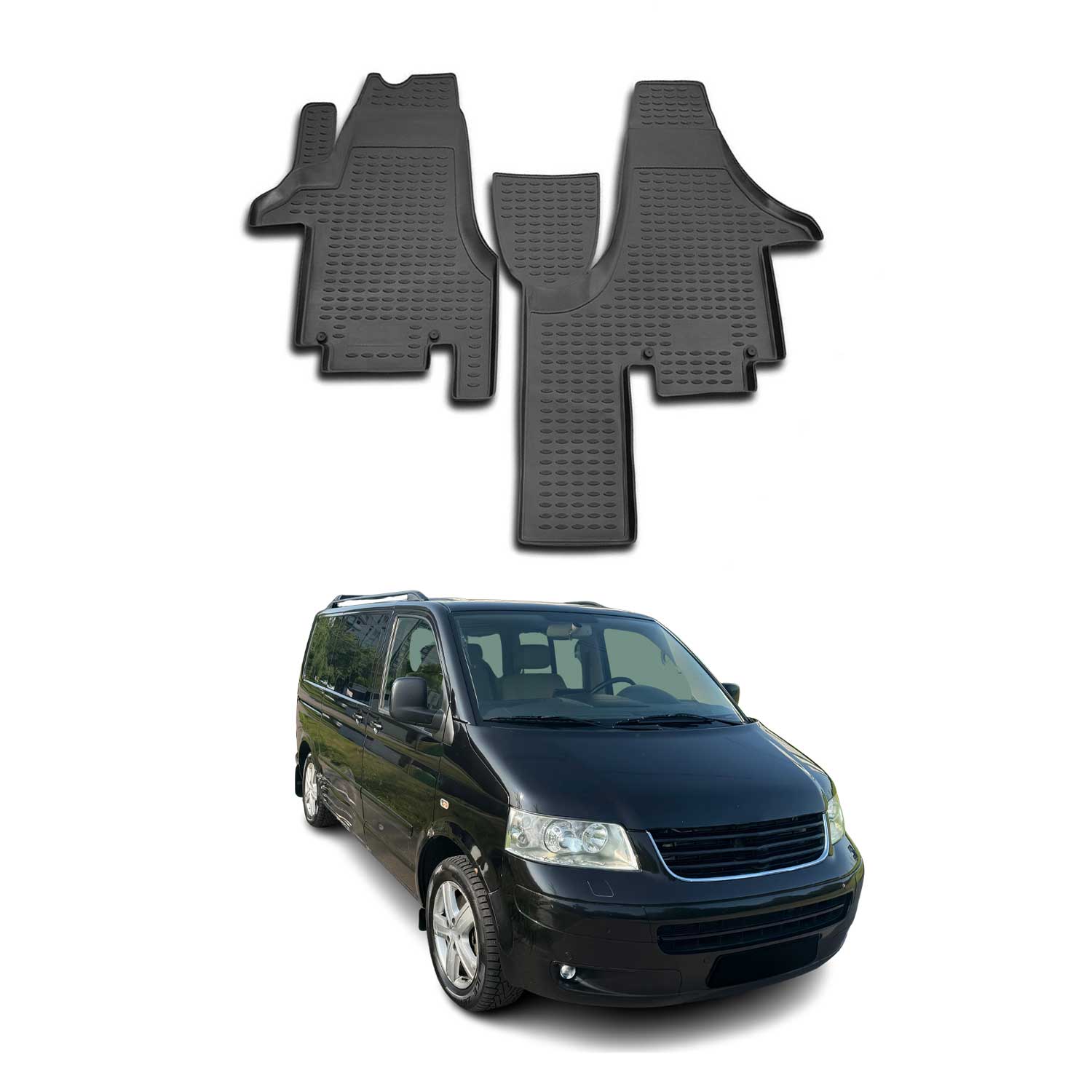 OMAC Alfombrillas De Coche para VW Transporter T5 2003-2015 Negro Goma 2Pza
