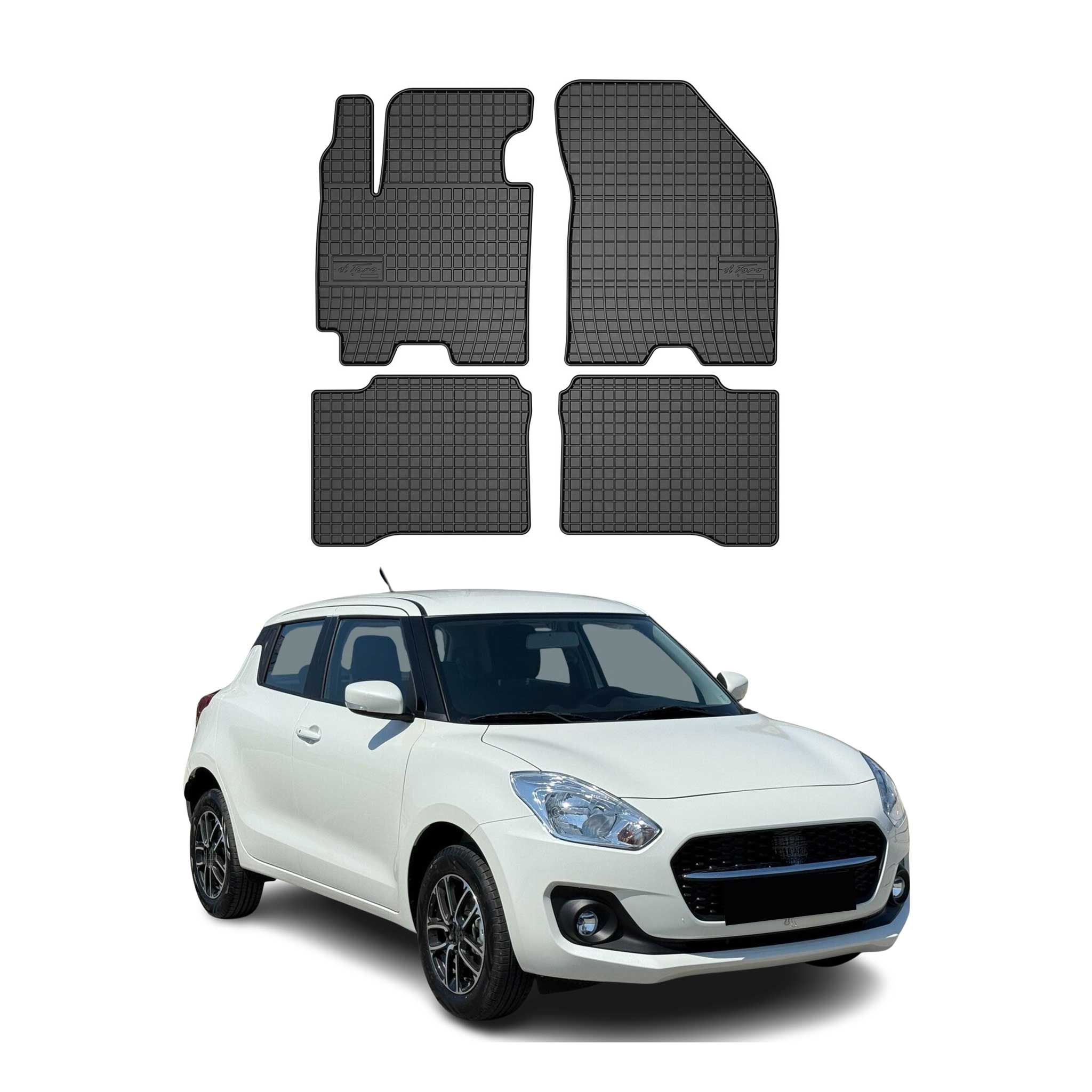 OMAC Alfombrillas De Coche para Suzuki Swift 2017-2025 Negro Goma 4Pza