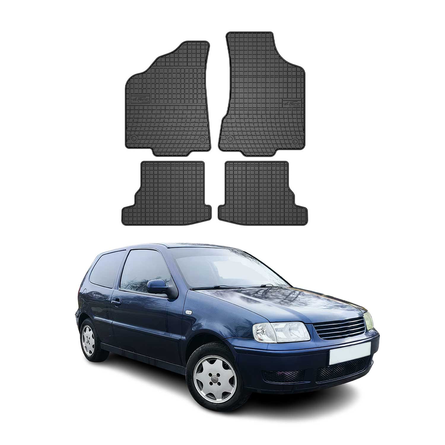 OMAC Alfombrillas De Coche para VW Polo 1999-2001 Negro Goma 4Pza