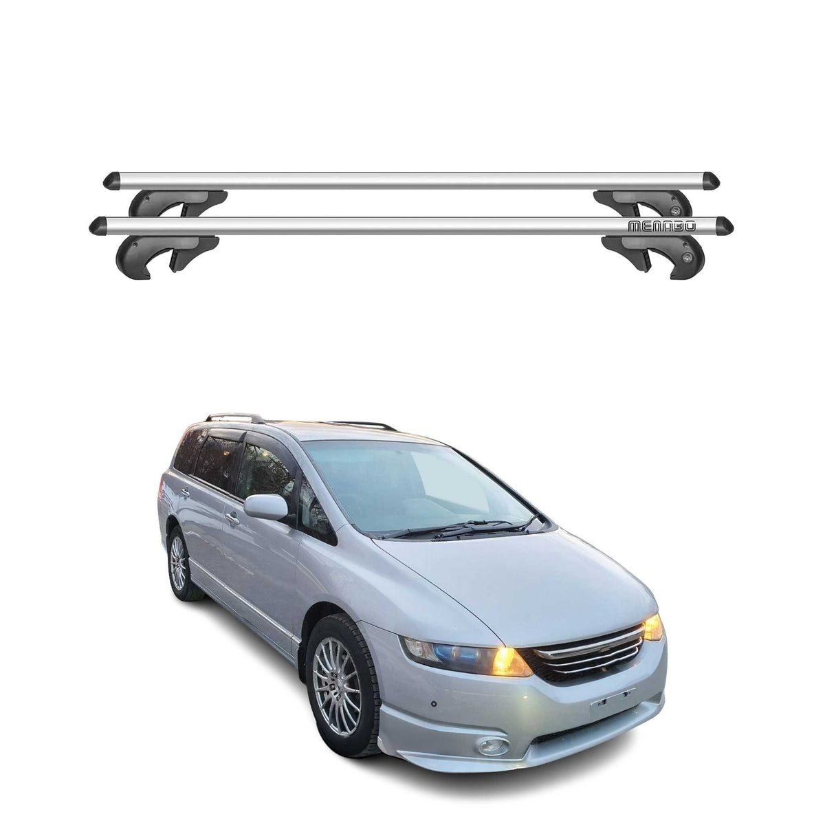 Menabo Barras de Techo Coche Barra para Honda Odyssey 2003-2008 Gris Aluminio 2x