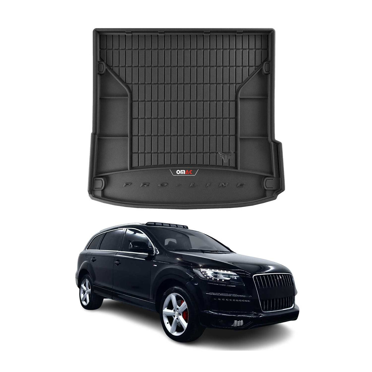 OMAC Premium Bandeja Maletero Alfombrilla para Audi Q7 2006-2015 Negro Goma TPE