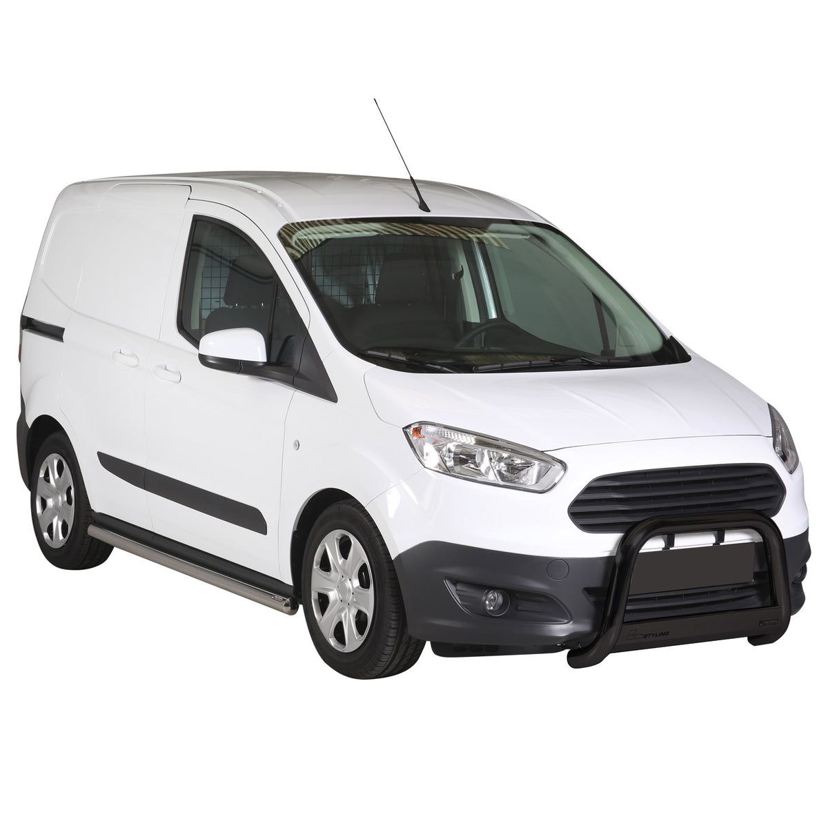 Bull Barra Frontal para Ford Transit Courier 2014-2017 Negro Brillante Acero