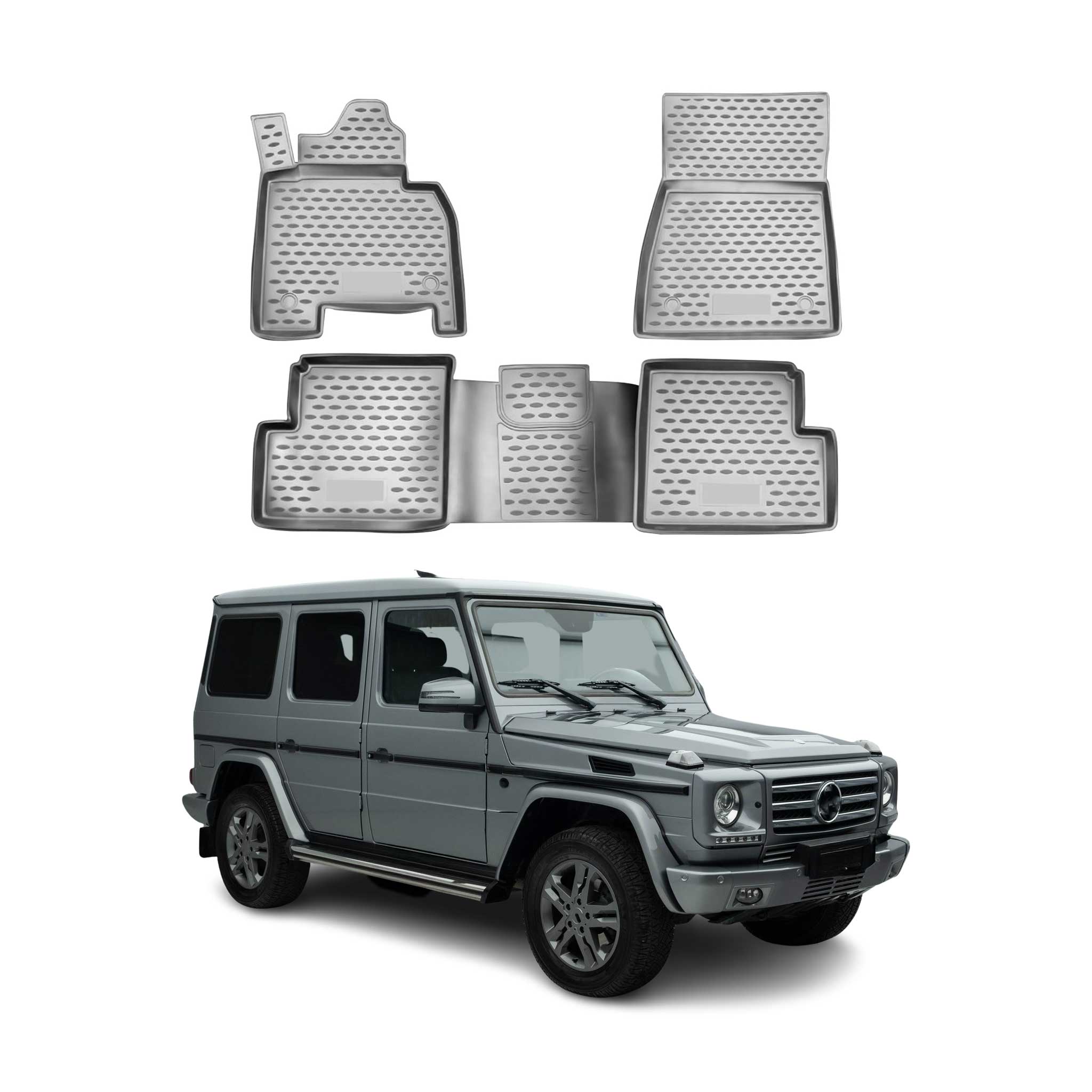 OMAC Alfombrillas De Coche para Mercedes G W463 2007-2018 Gris Goma TPE 4Pza