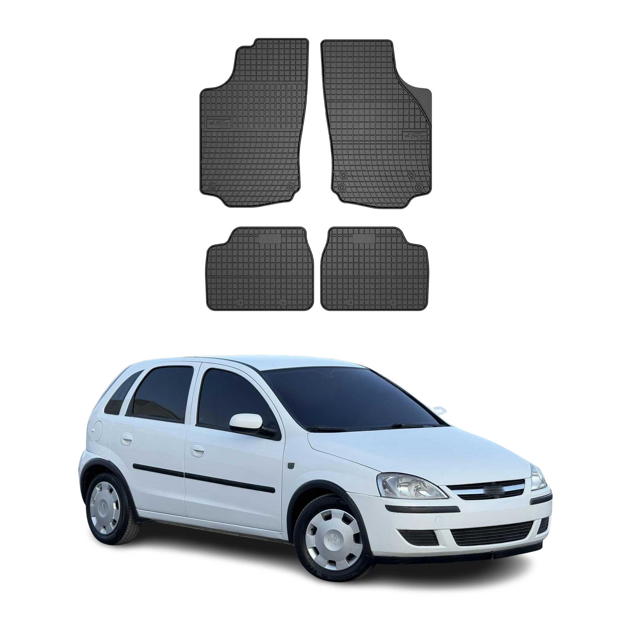OMAC Alfombrillas De Coche para Opel Corsa C 2000-2006 Negro Goma 4Pza