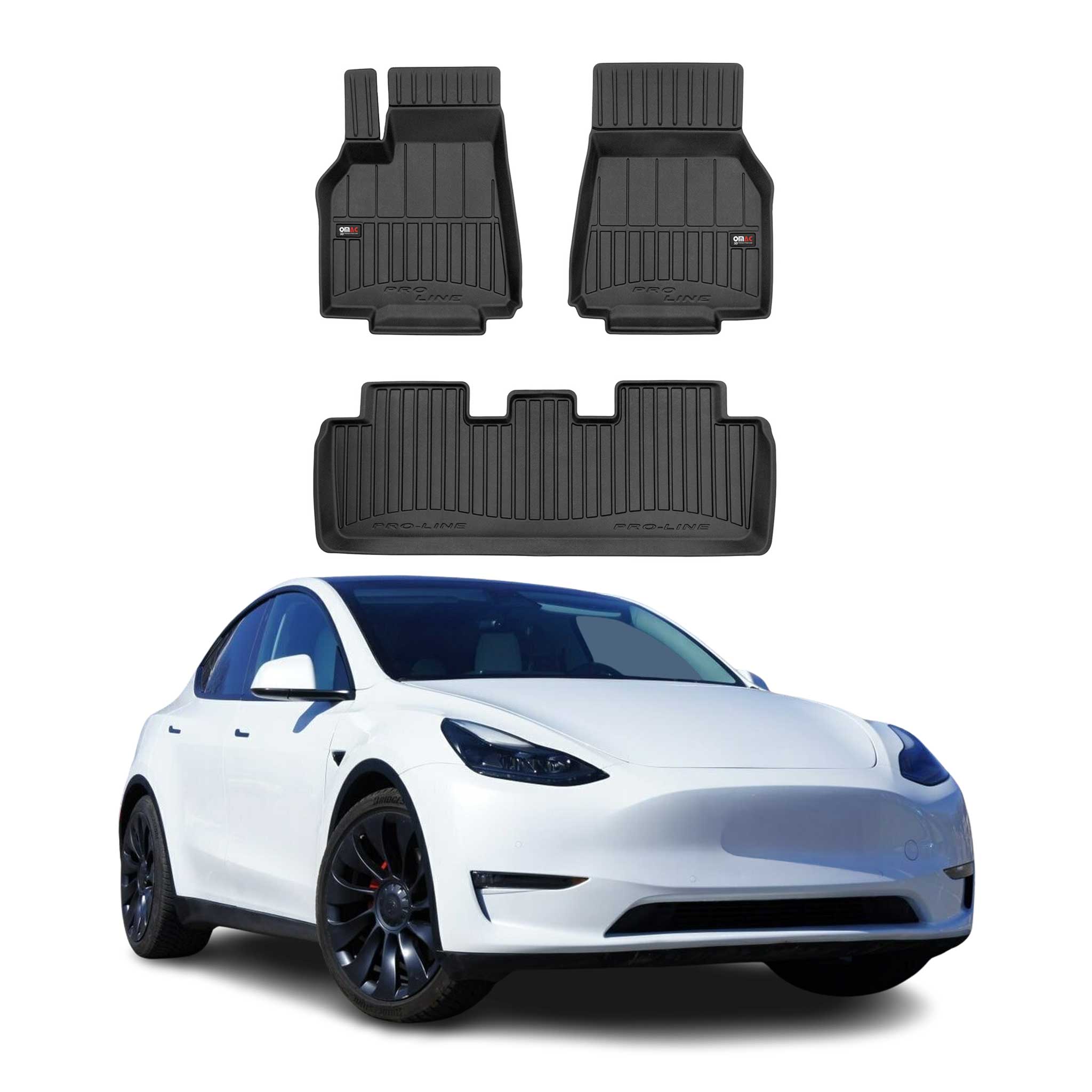 OMAC Premium Alfombrillas De Coche para Tesla Model Y 2020-2024 TPE Goma 3x