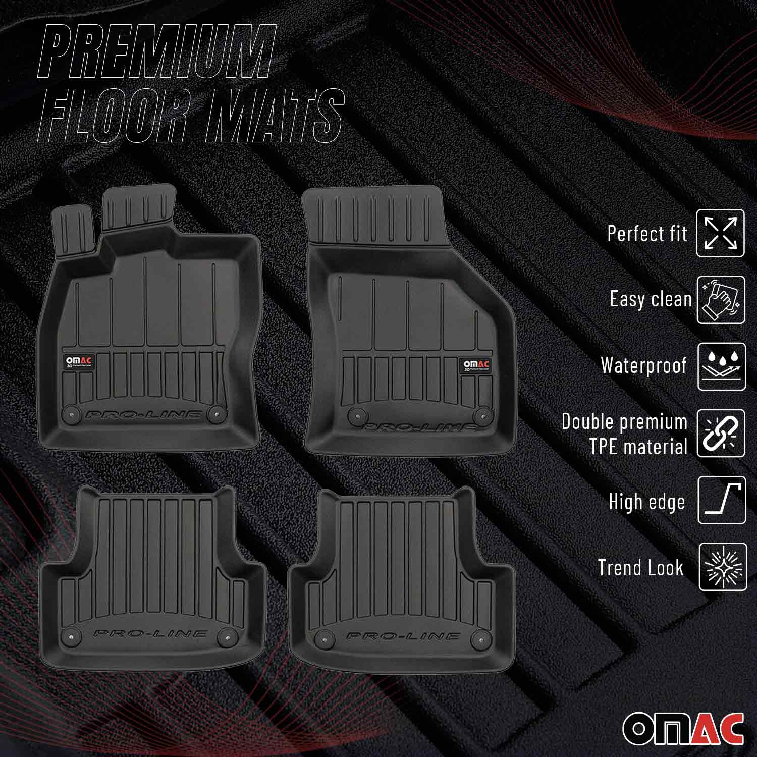 OMAC Premium Alfombrillas De Coche para Audi A3 Sportback Sedán 2012-2020 TPE 4x