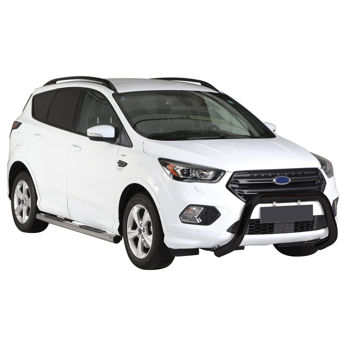 Bull Barra Frontal para Ford Kuga 2017-2019 Negro Brillante Acero 1Pza