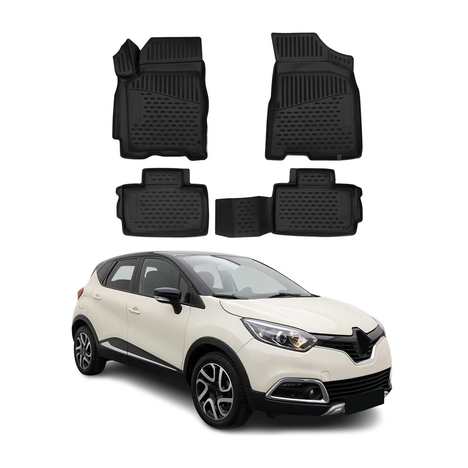 OMAC Alfombrillas De Coche para Renault Captur 2013-2019 Negro Goma TPE 4Pza