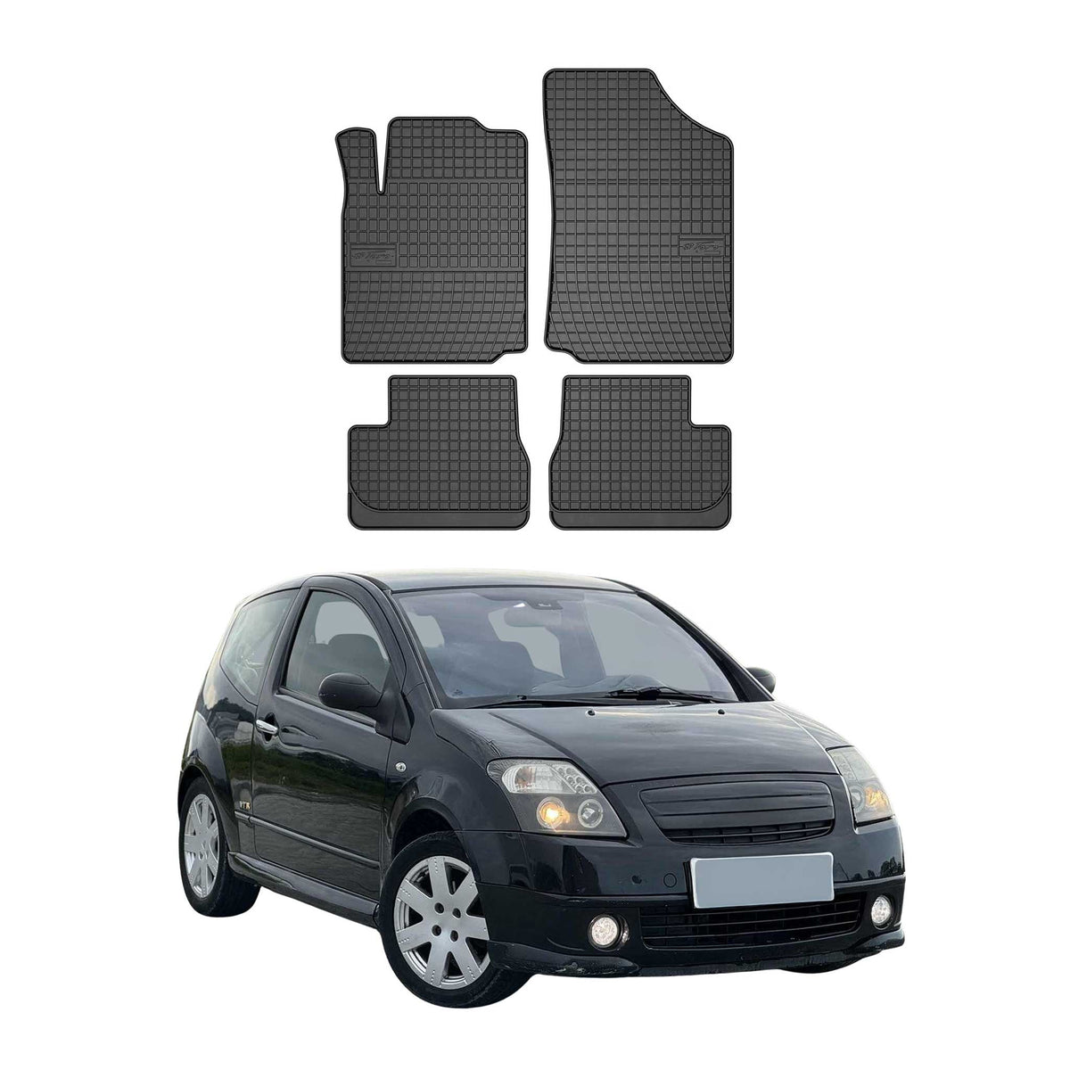 OMAC Alfombrillas De Coche para Citroen C2 2003-2012 Negro Goma 4Pza
