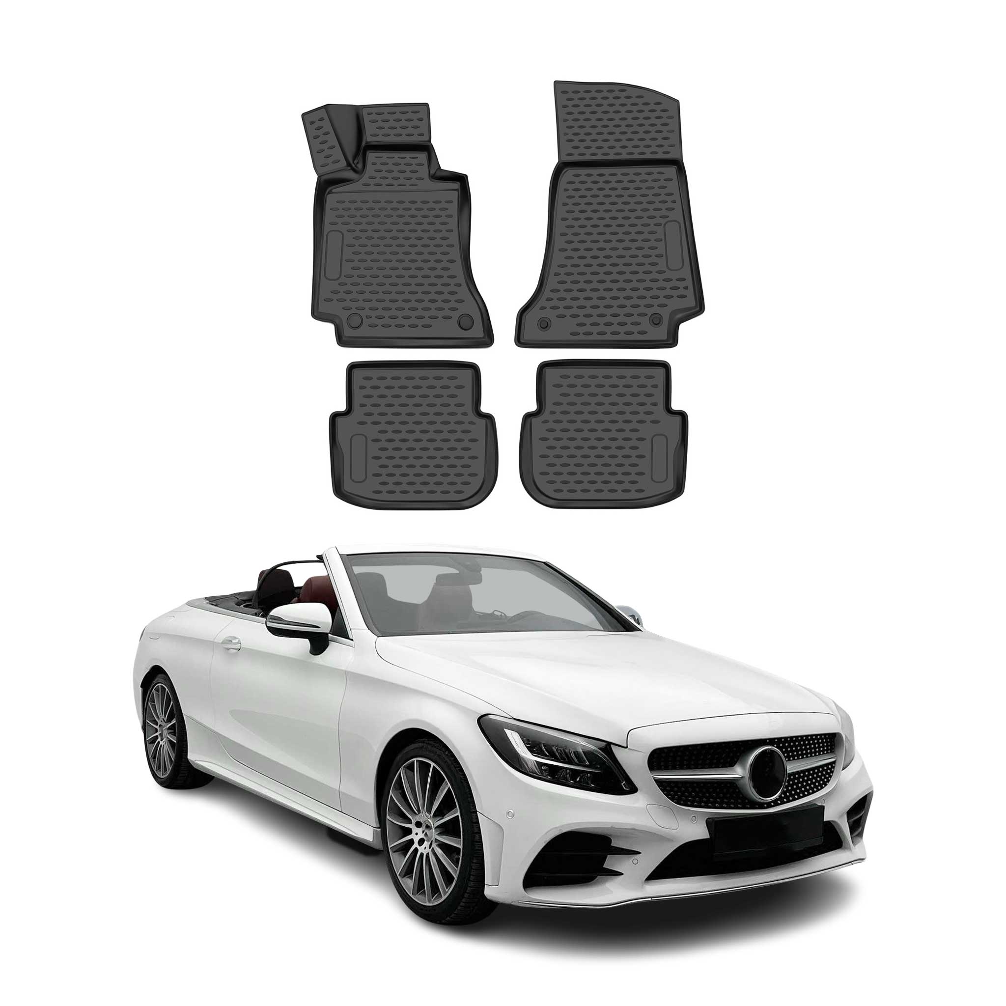 OMAC Alfombrillas De Coche para Mercedes C Class A205 Cabriolé 2017-2025 TPE 4x