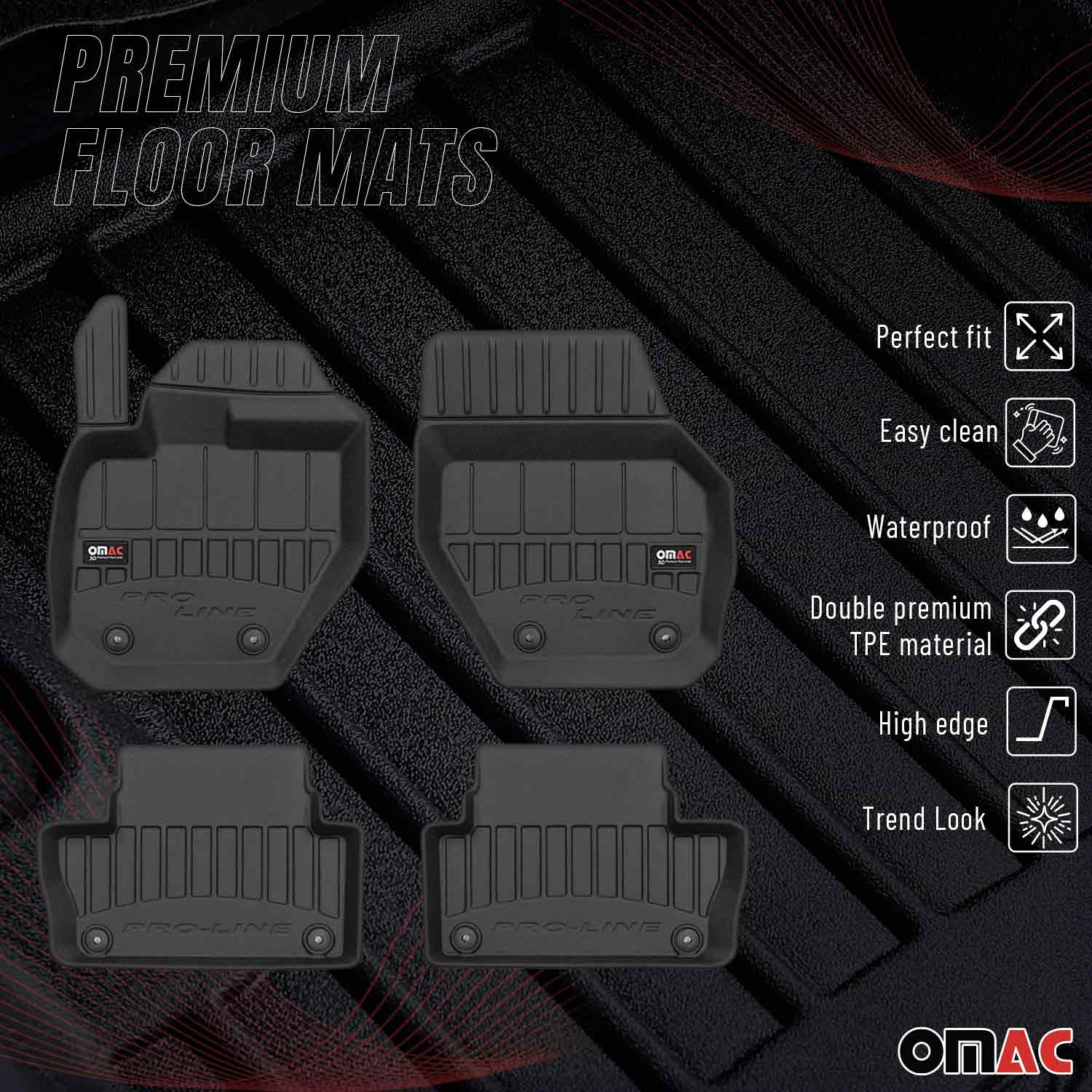OMAC Premium Alfombrillas De Coche para Volvo XC60 2008-2017 Negro TPE Goma 4Pza