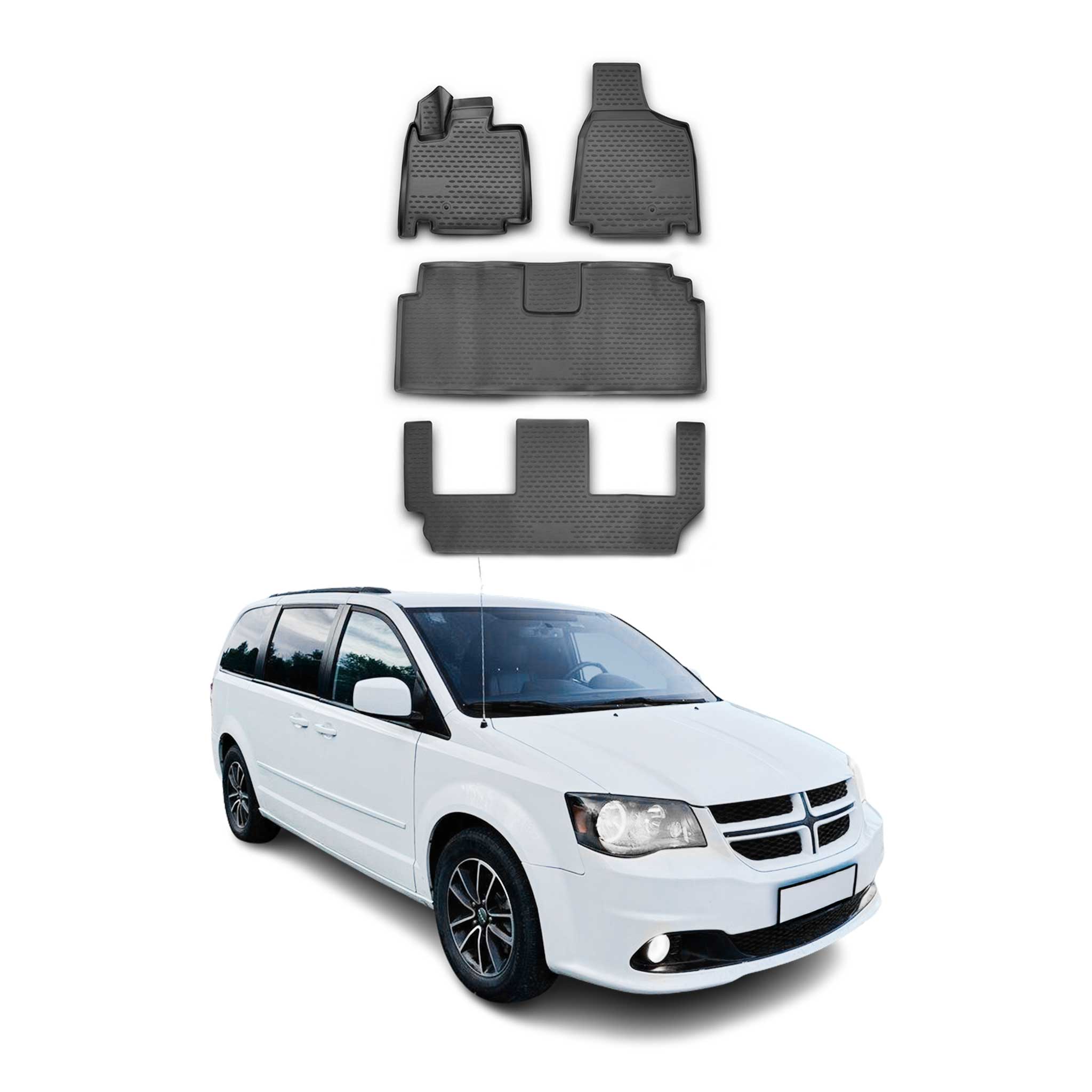 OMAC Alfombrillas Coche para Dodge Grand Caravan 2008-2020 Negro Goma TPE 4Pza